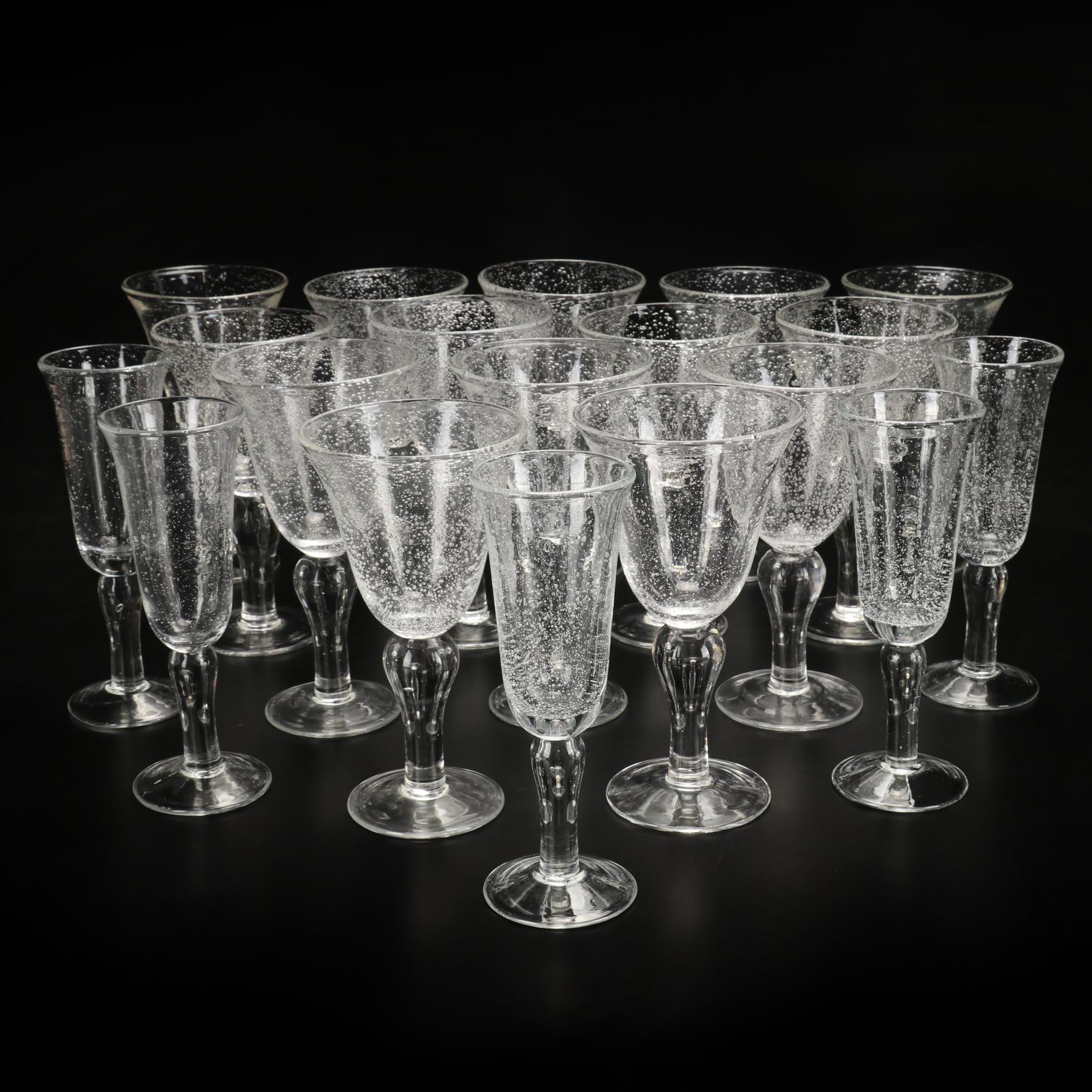 Artland Glass "Iris" Bubble Glass Water Goblets and Champagne Flutes EBTH