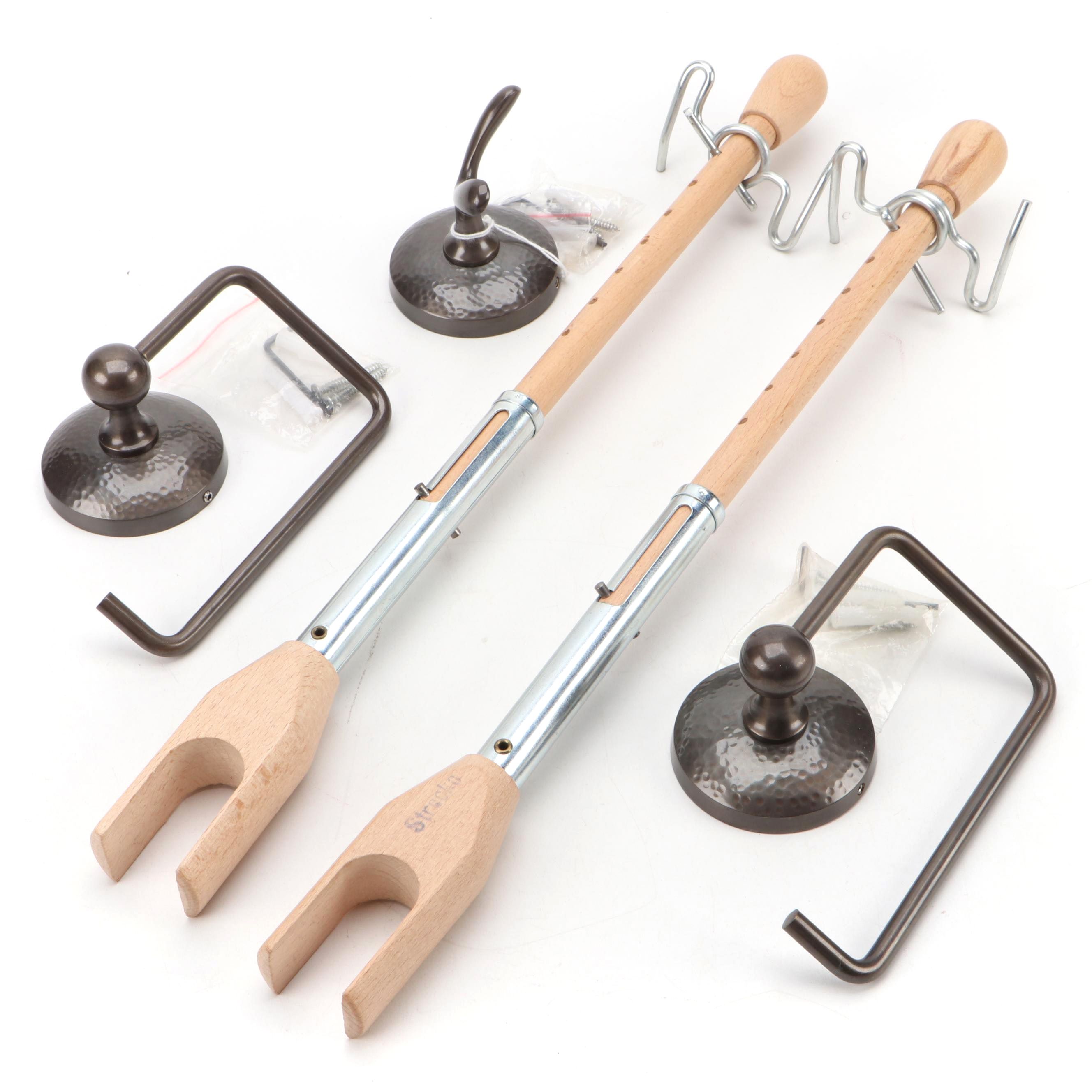 Hammered Bronze Finish Robe Hook, Toilet Roll Holders, Strecko Boot Trees