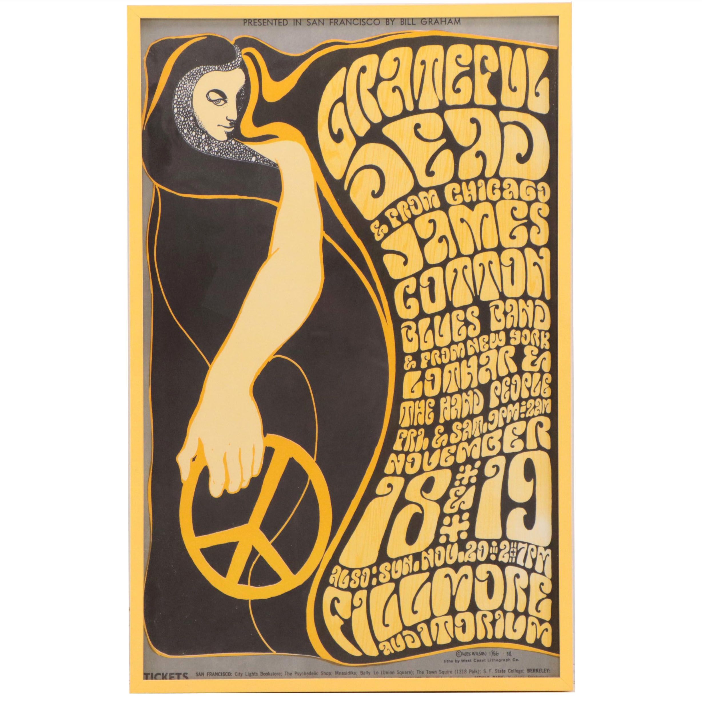 Color Lithograph Concert Poster After Wes Wilson at the Fillmore Auditorium