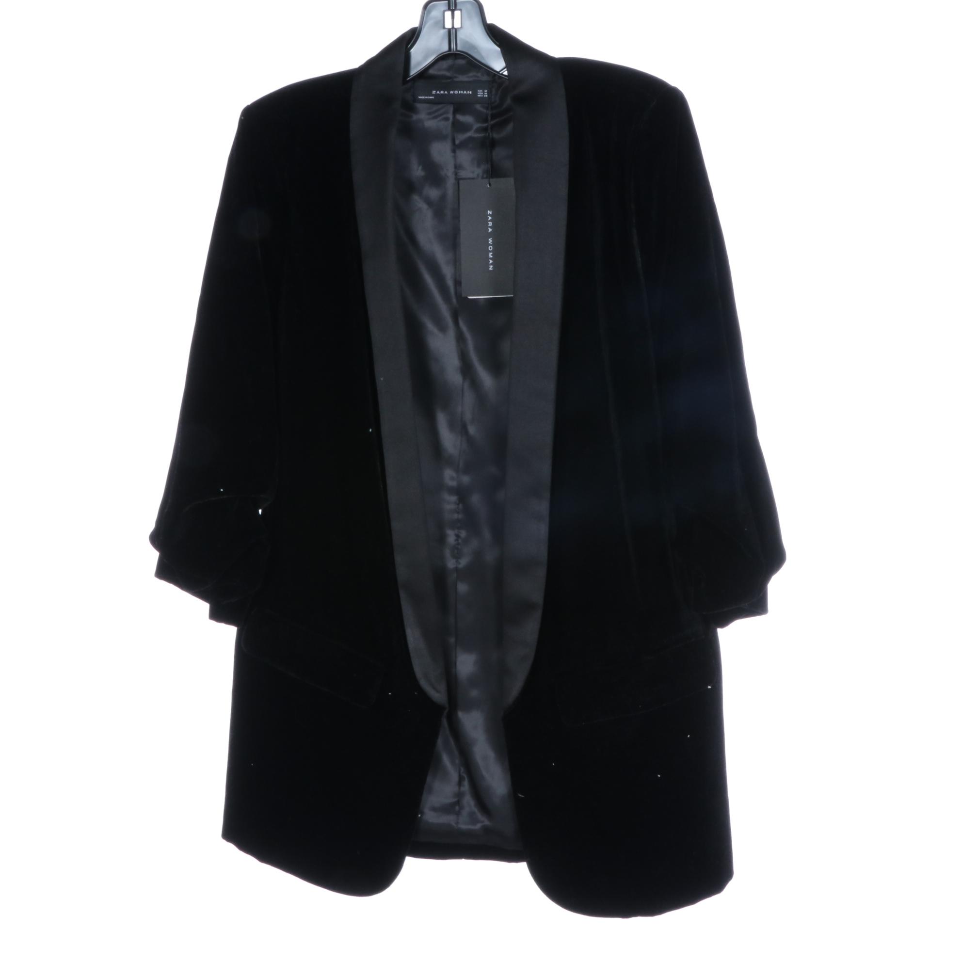 Zara Woman Crop Jacket, Jacket with Bow Neck, and Tuxedo Jacket in Velvet, NWT
