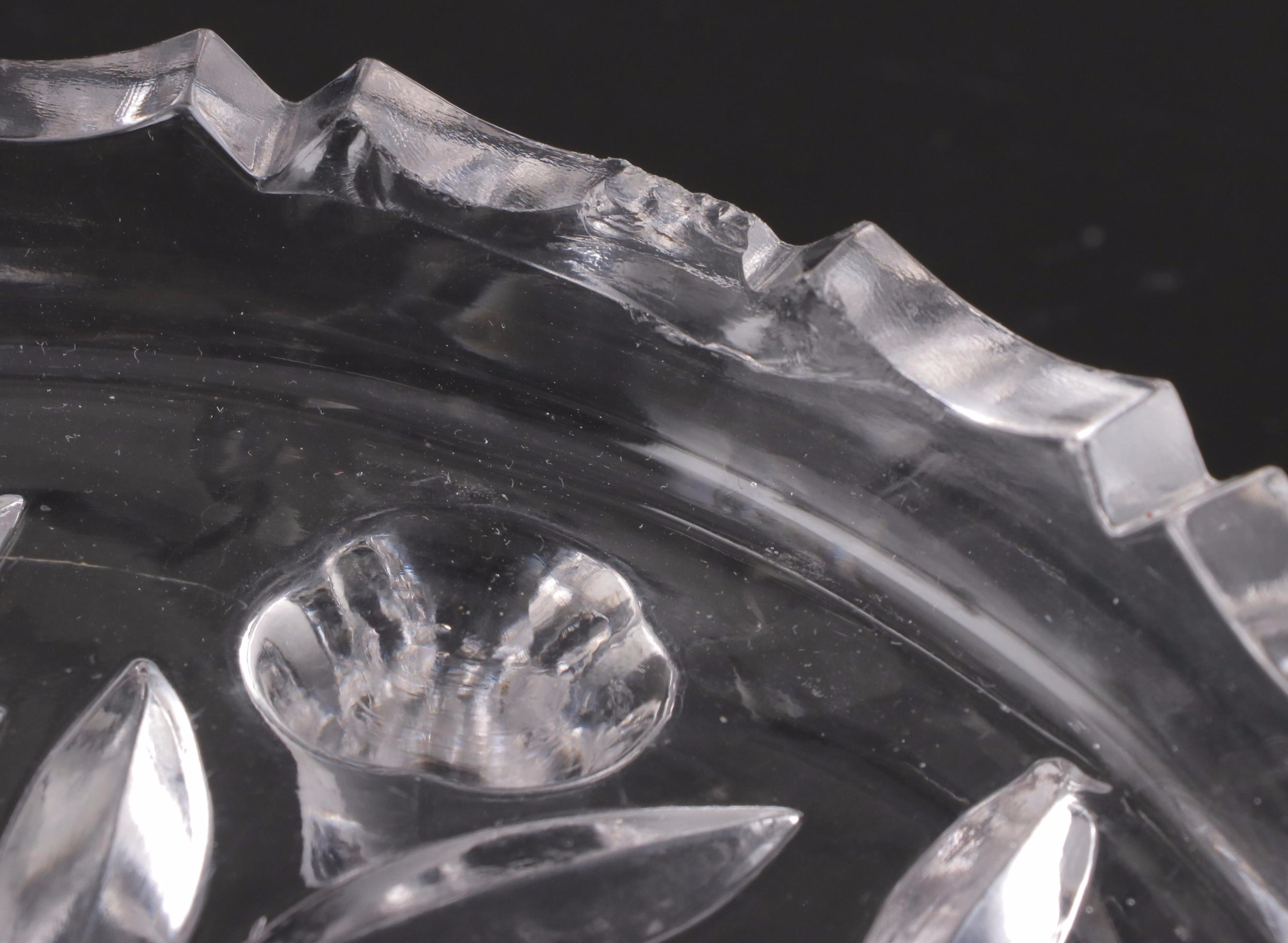 Etched and Cut Glass Basket Vase and Other Tableware with Mirror Plateau