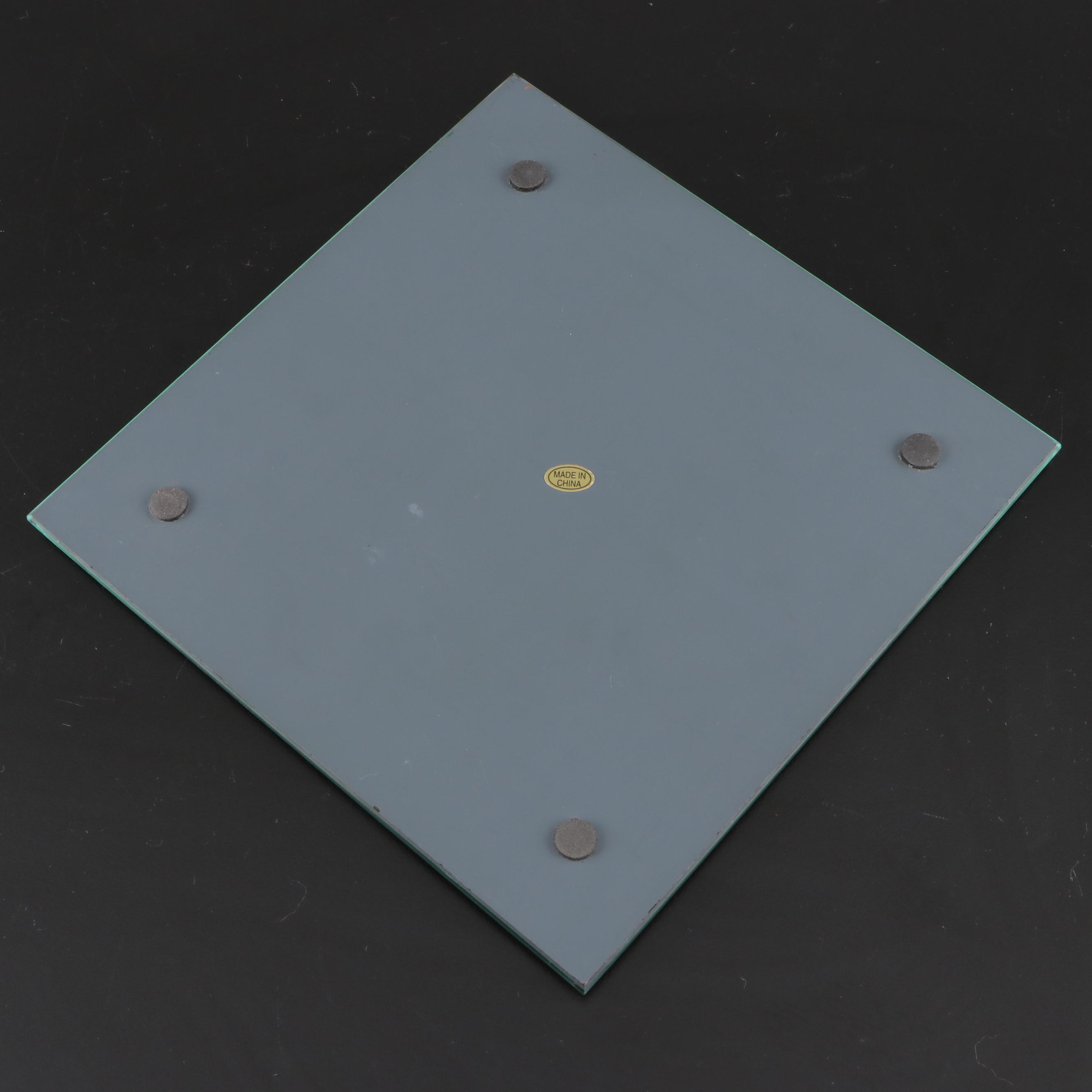 Etched and Cut Glass Basket Vase and Other Tableware with Mirror Plateau