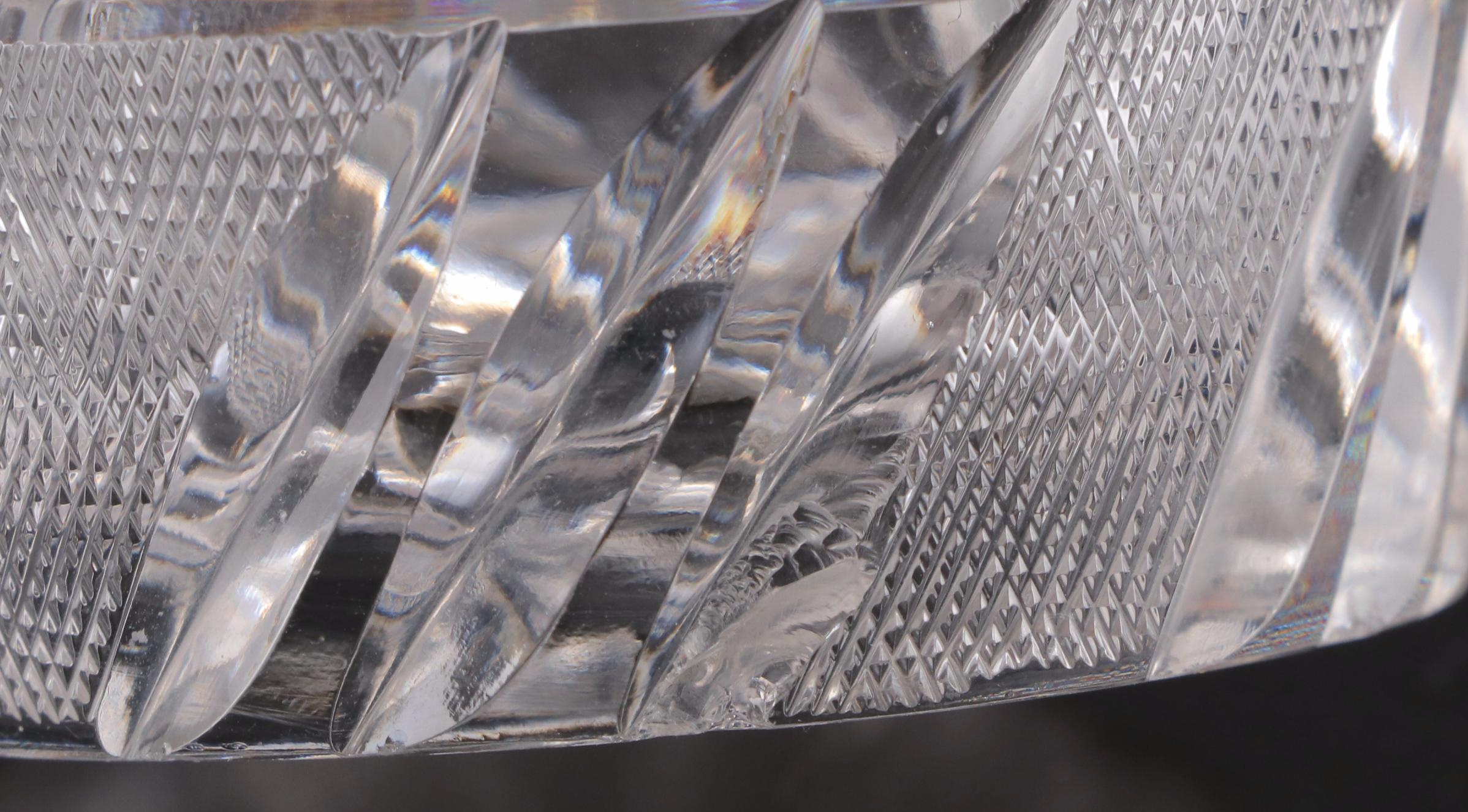 Etched and Cut Glass Basket Vase and Other Tableware with Mirror Plateau