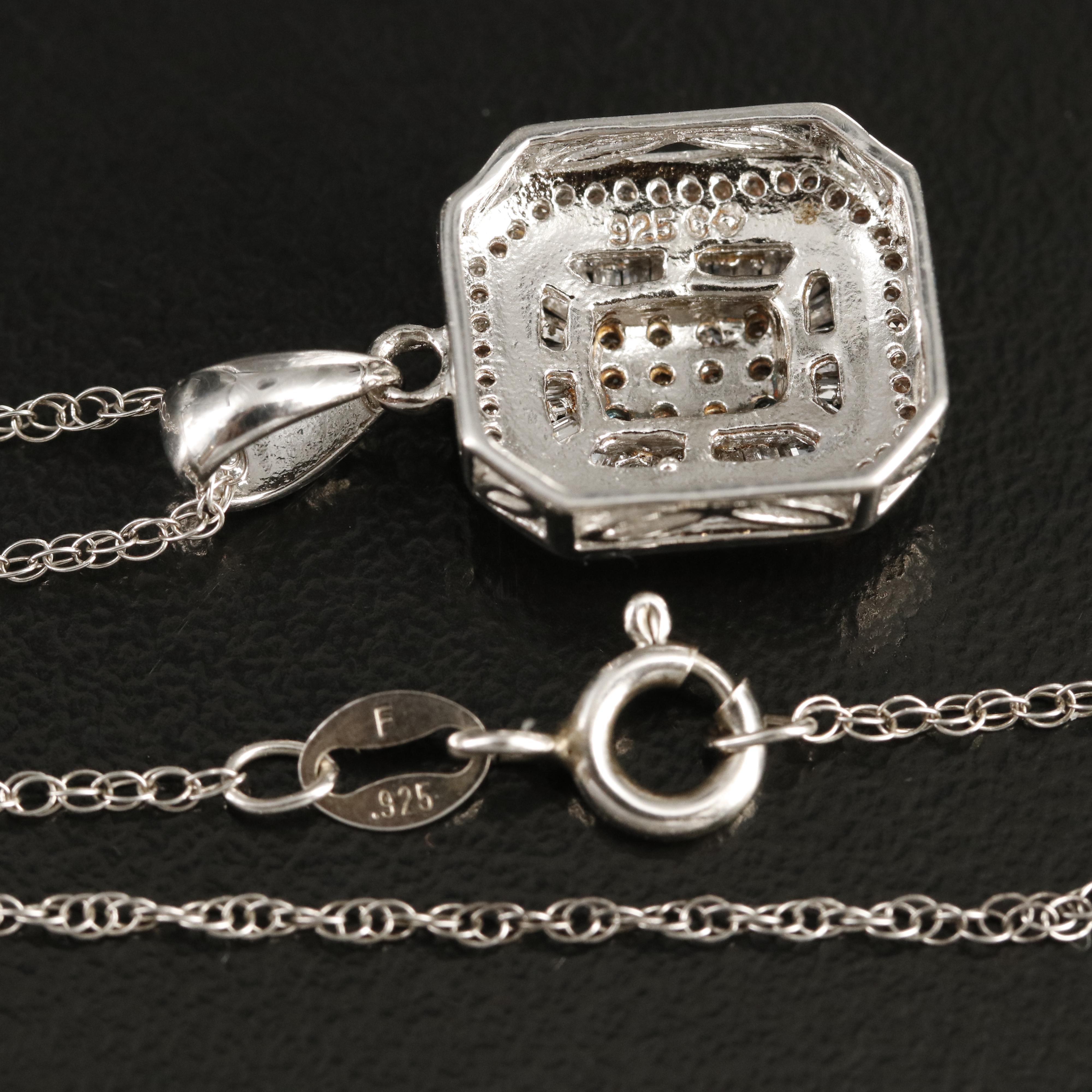 Sterling Diamond Pendant Necklace