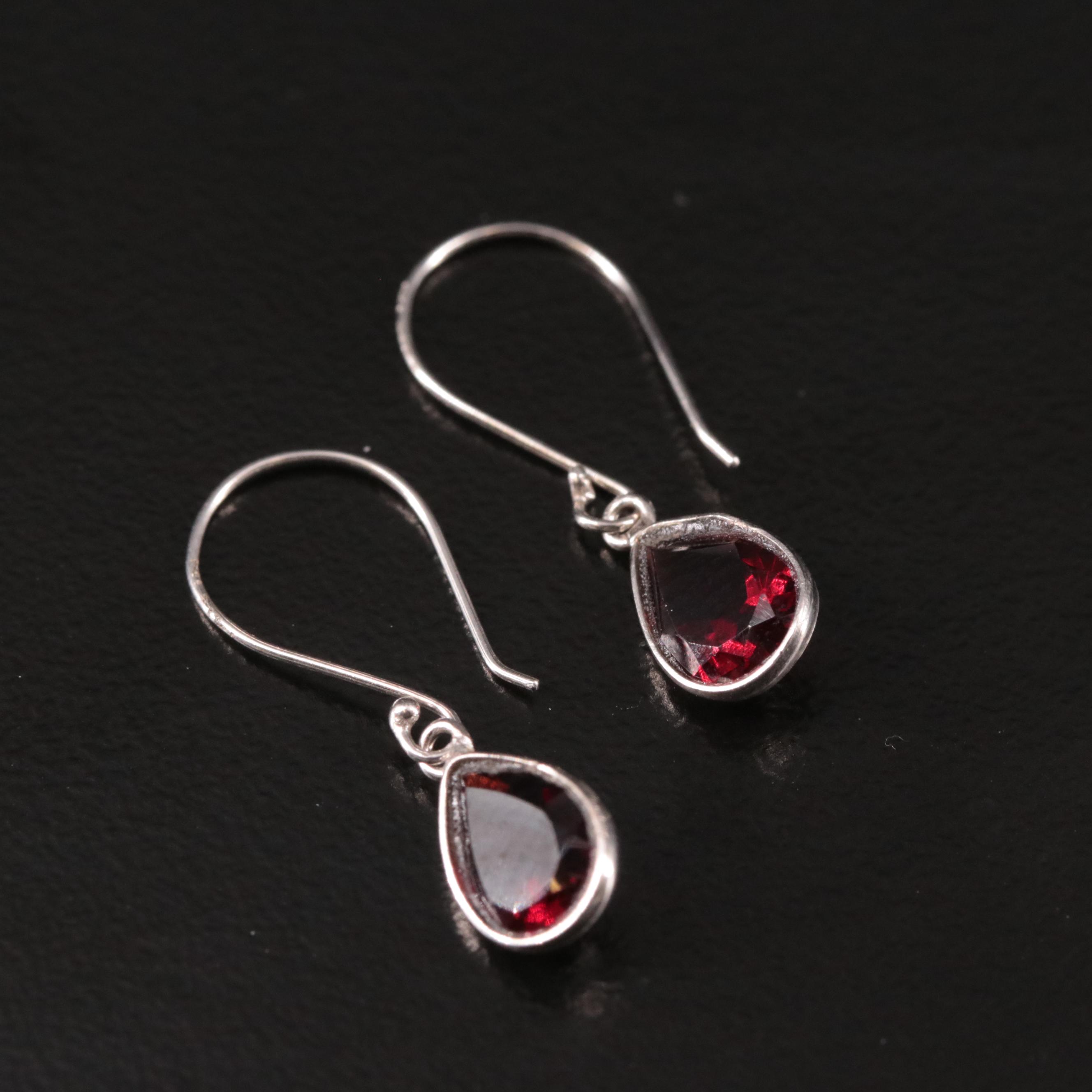 14K Garnet Dangle Earrings