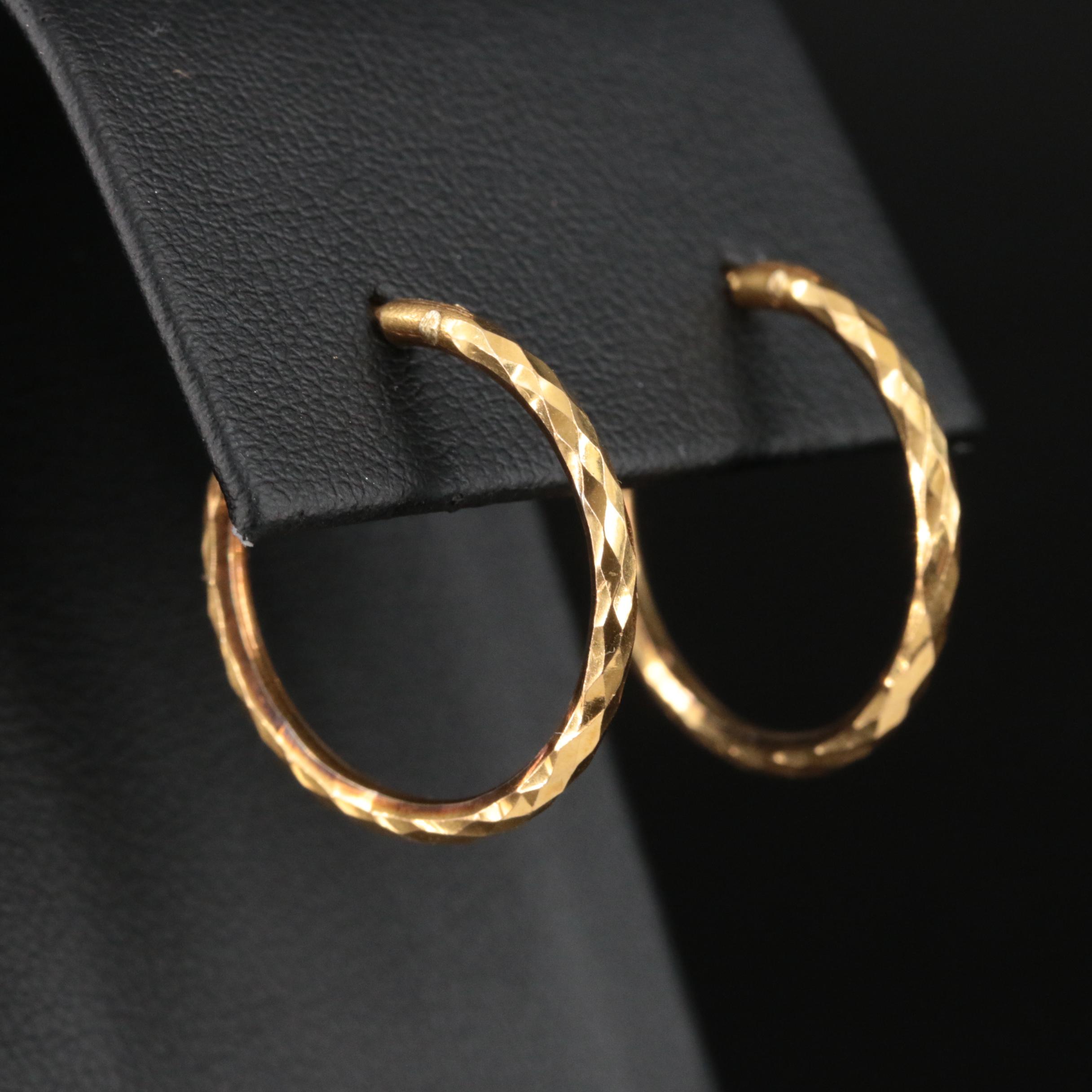 20K Textured Hoop Earrings