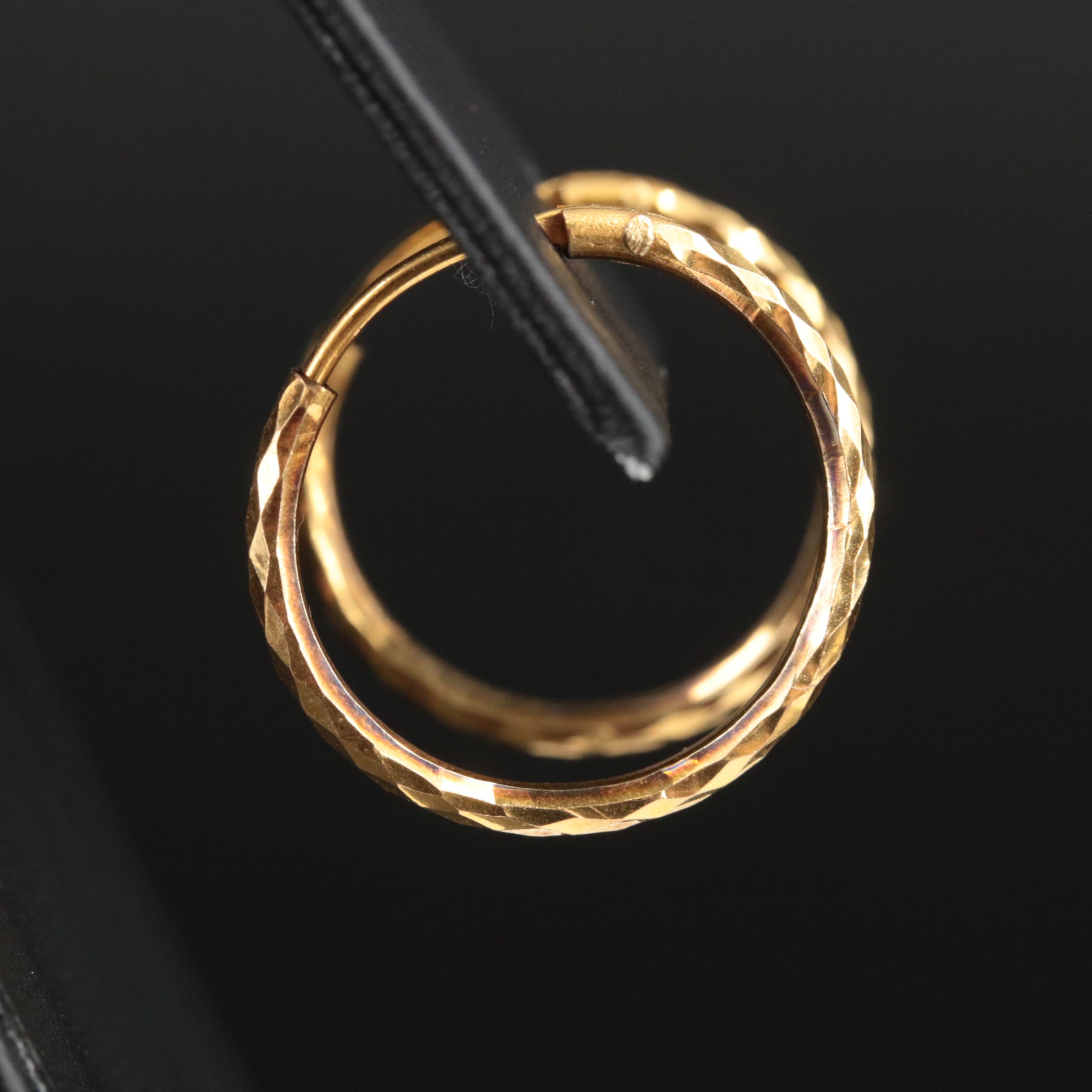 20K Textured Hoop Earrings