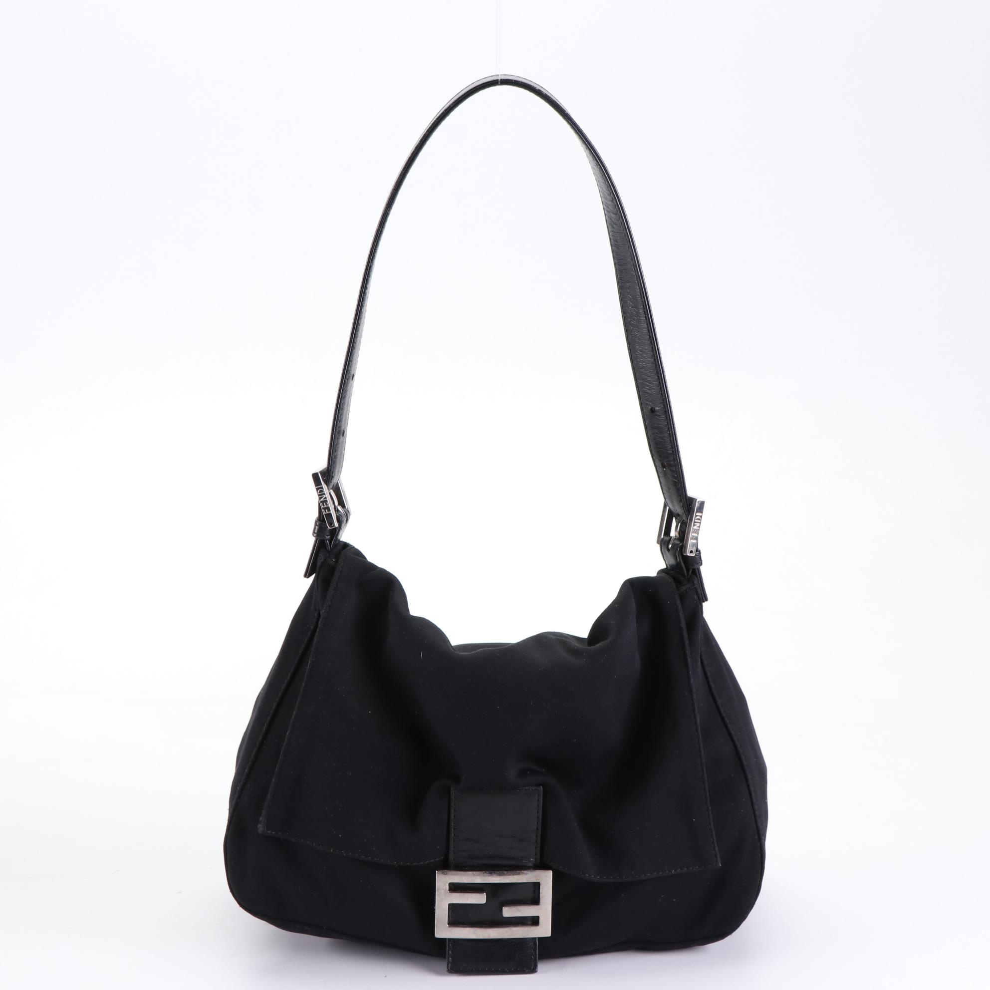 Fendi Mama Baguette Shoulder Bag in Technical Knit and Leather