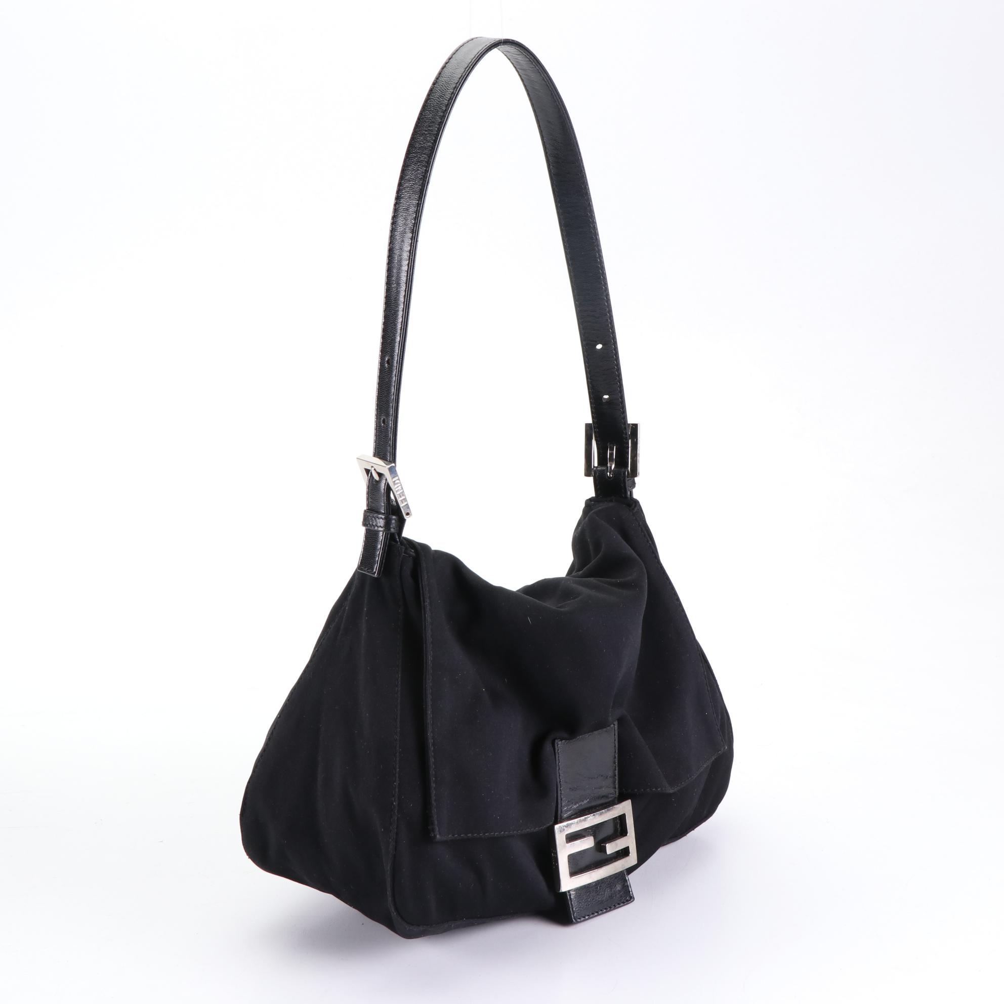 Fendi Mama Baguette Shoulder Bag in Technical Knit and Leather