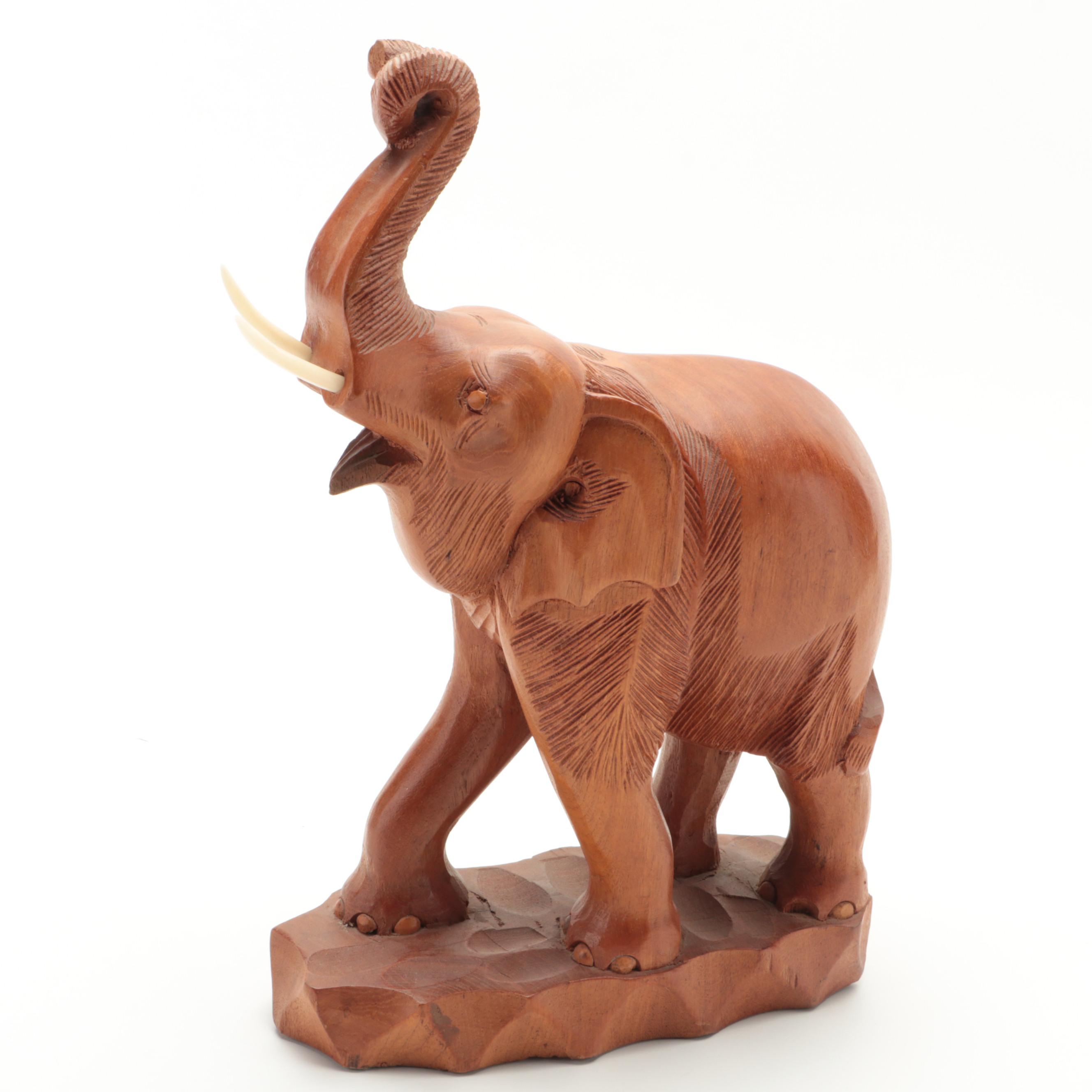 Carved Hardwood Elephant Sculpture