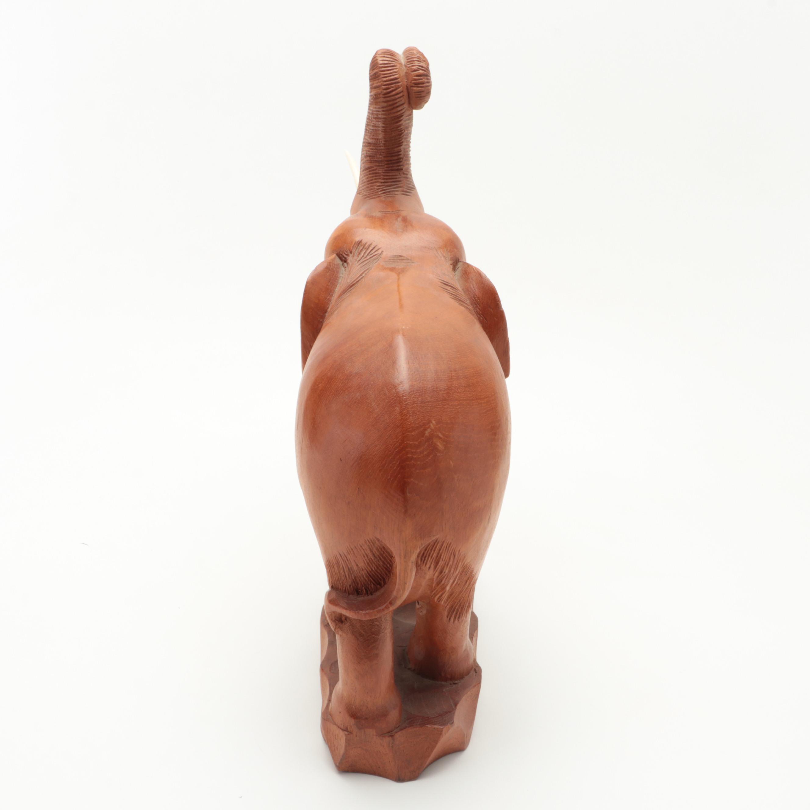 Carved Hardwood Elephant Sculpture