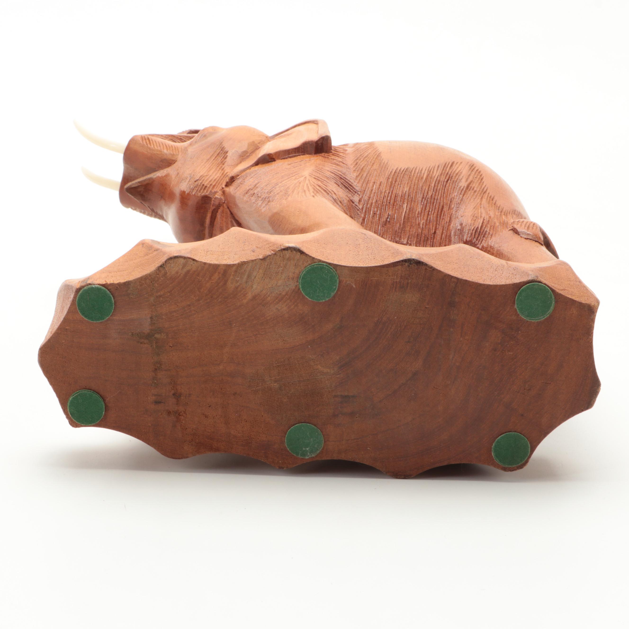 Carved Hardwood Elephant Sculpture