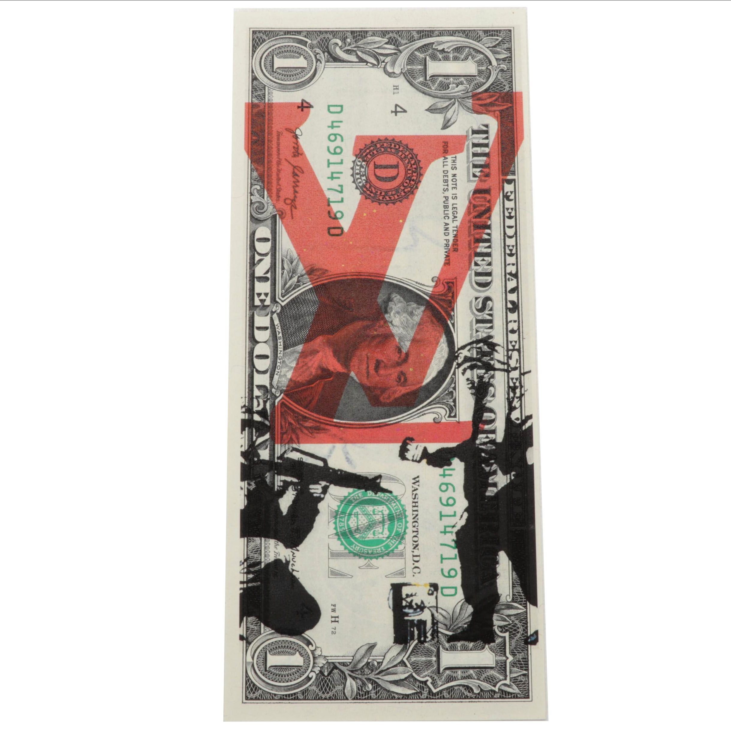 Death NYC Banksy and Louis Vuitton Homage Graphic Print on Banknote, 2022