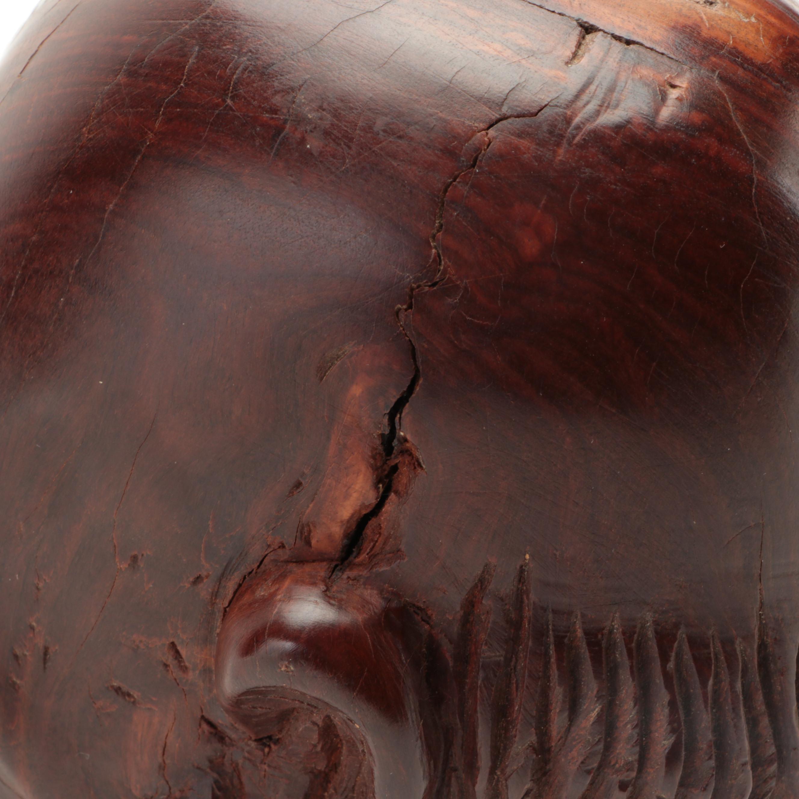 African Hand-Carved Wooden Male Bust