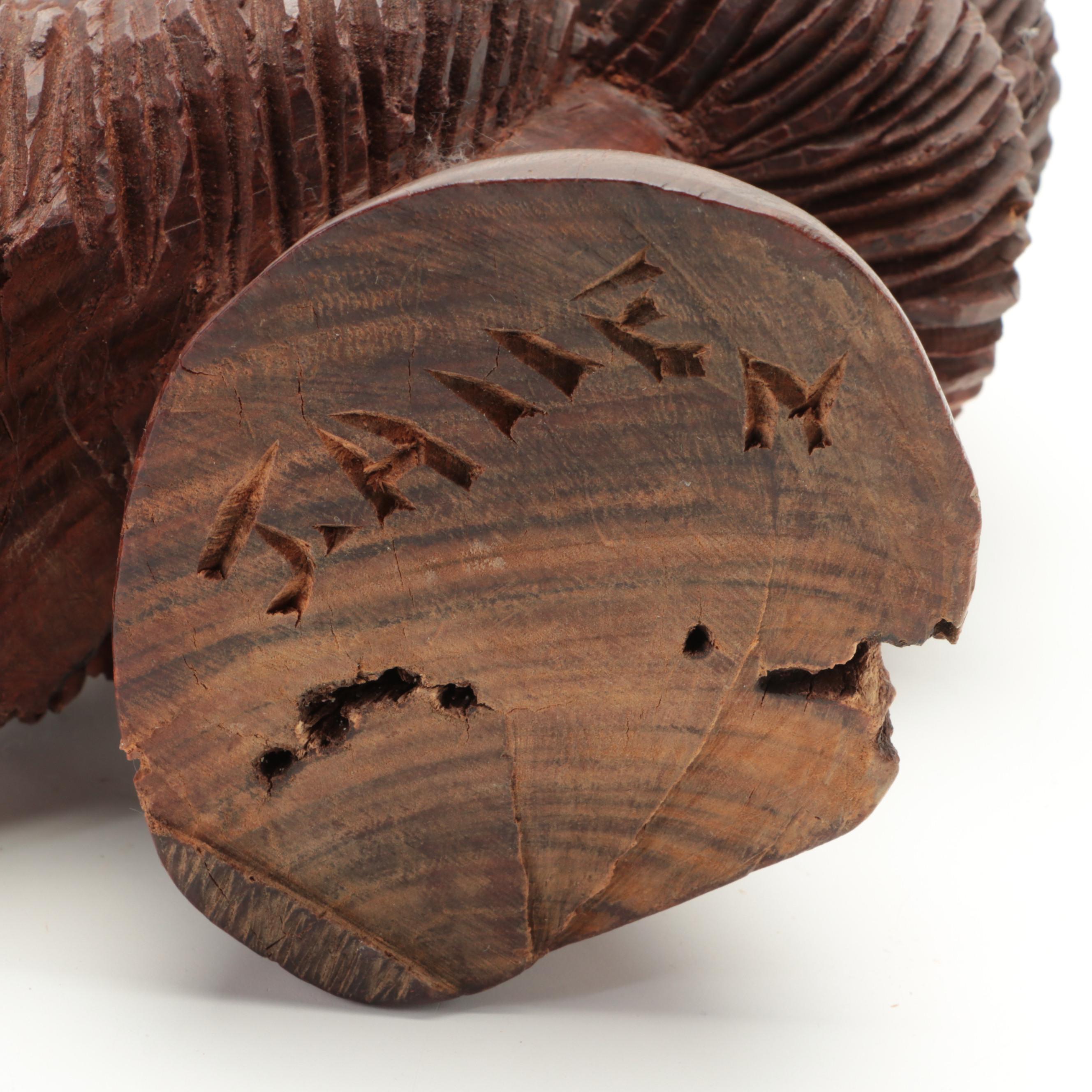 African Hand-Carved Wooden Male Bust