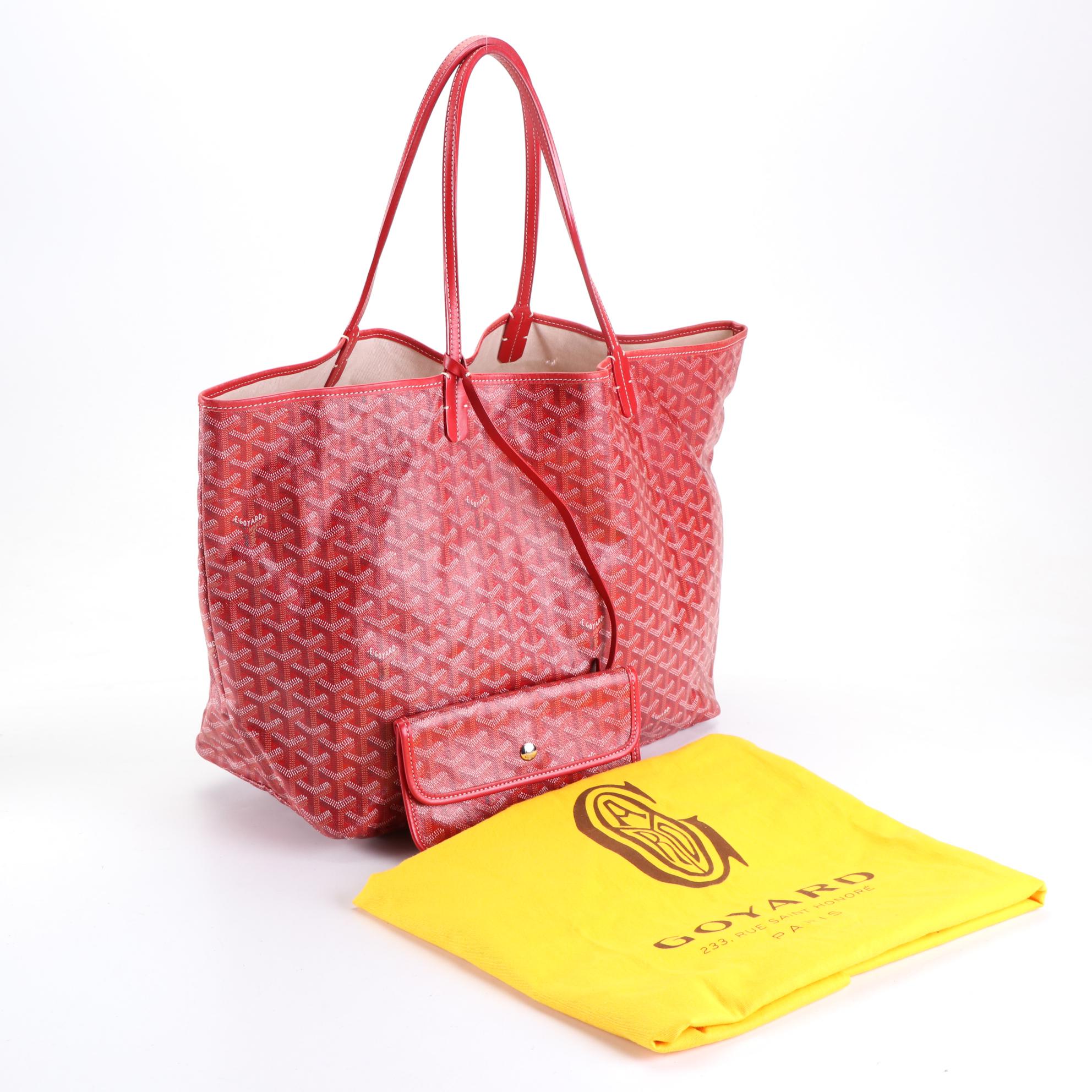 Goyard Saint Louis GM Tote Bag and Pouch in Red Goyardine Coated Canvas