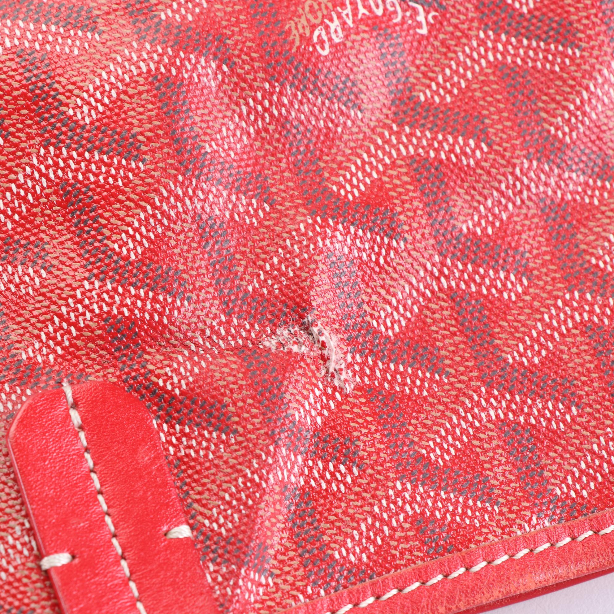 Goyard Saint Louis GM Tote Bag and Pouch in Red Goyardine Coated Canvas