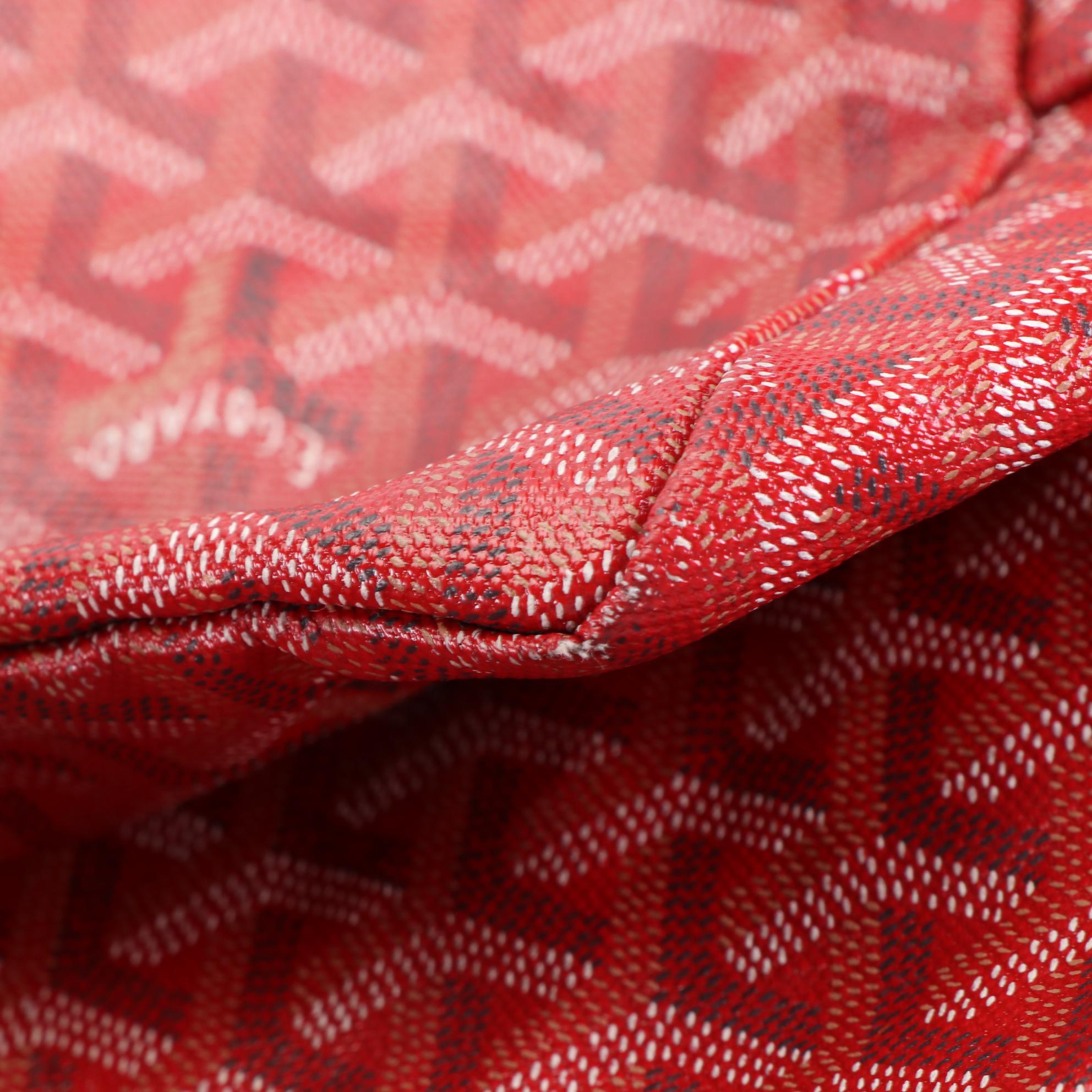 Goyard Saint Louis GM Tote Bag and Pouch in Red Goyardine Coated Canvas