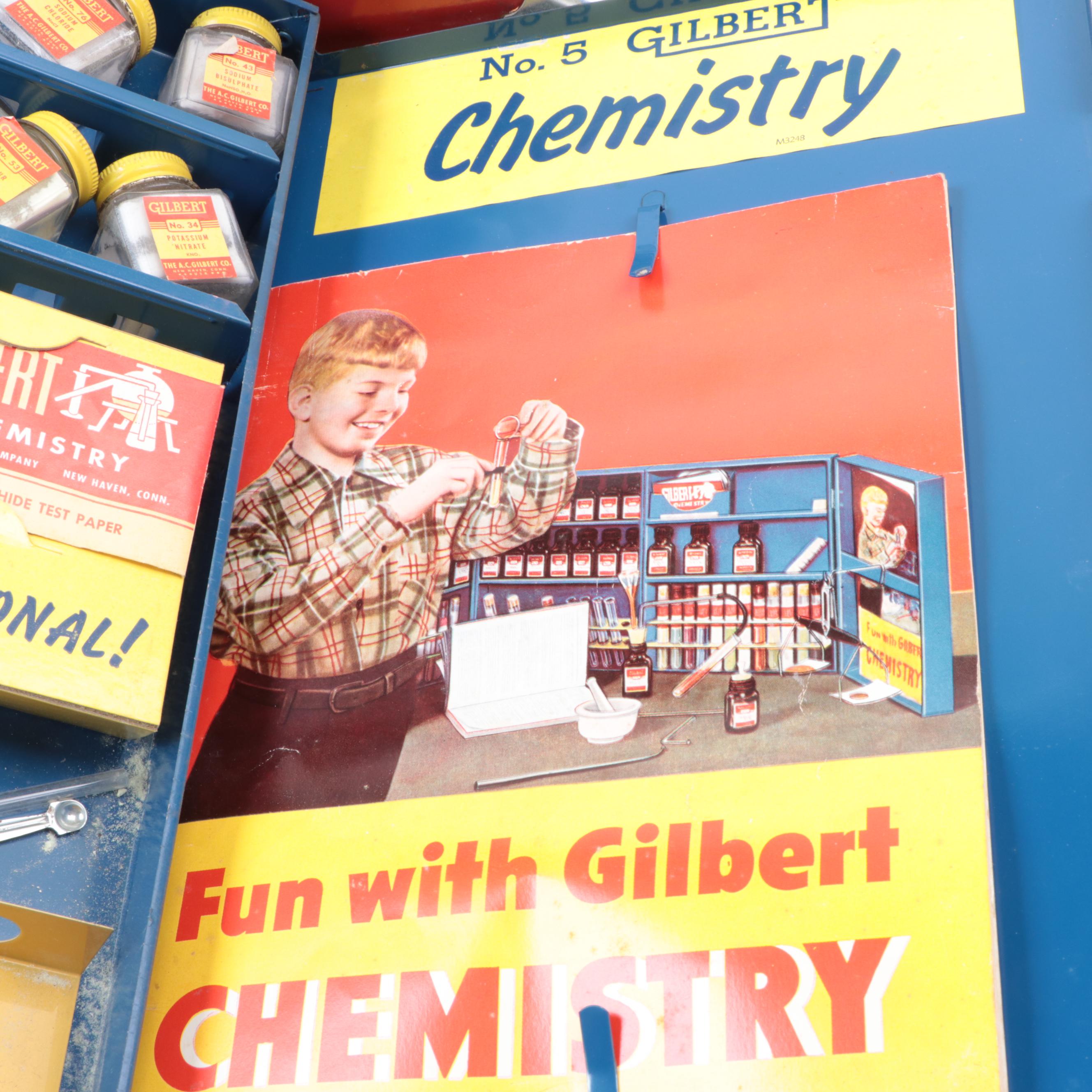 Gilbert No. 10063 Erector Set and No. 5 Chemistry Outfit, Early to Mid-20th C.