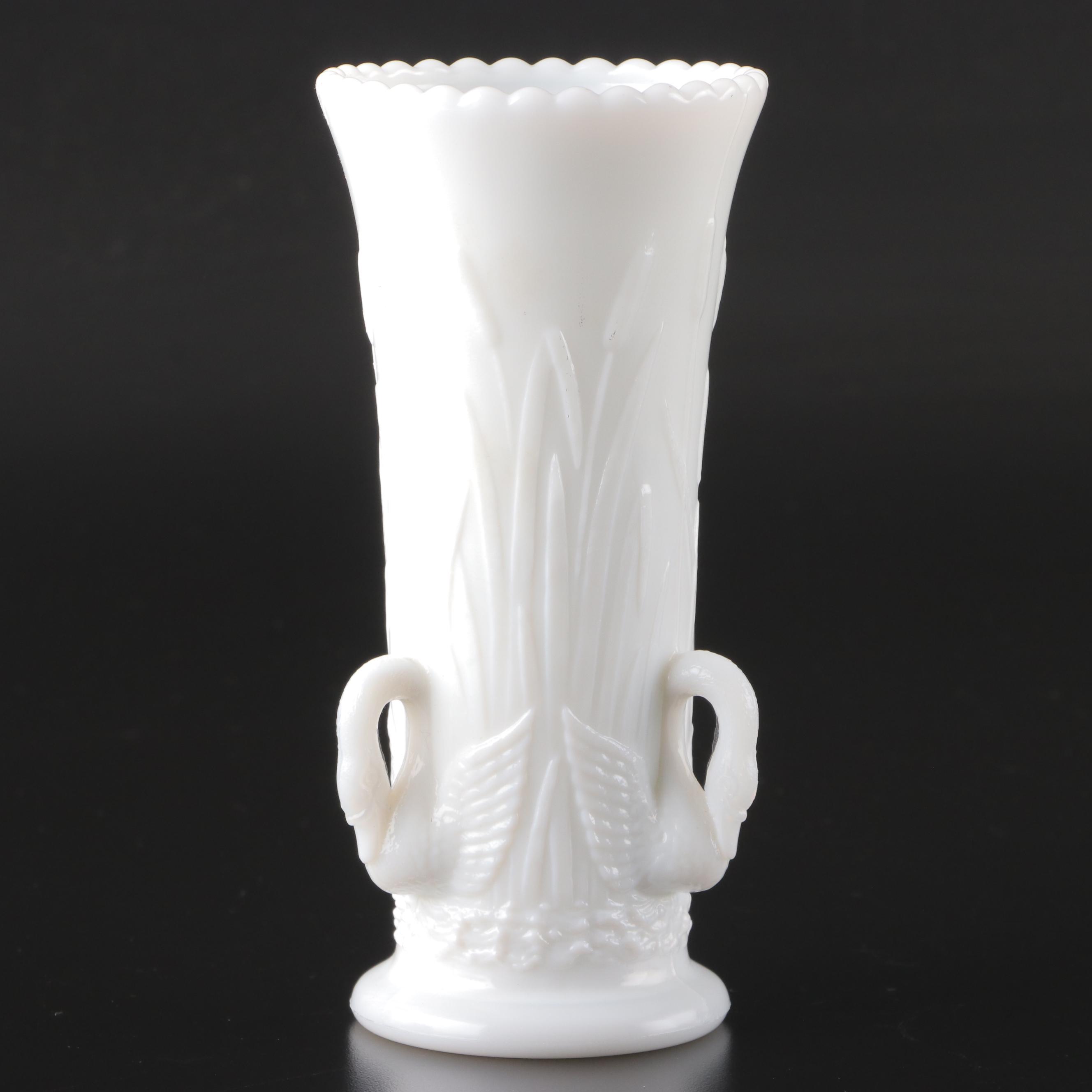 Westmoreland Milk Glass and Other Vase with Fenton Daisy and Button Ice Bucket