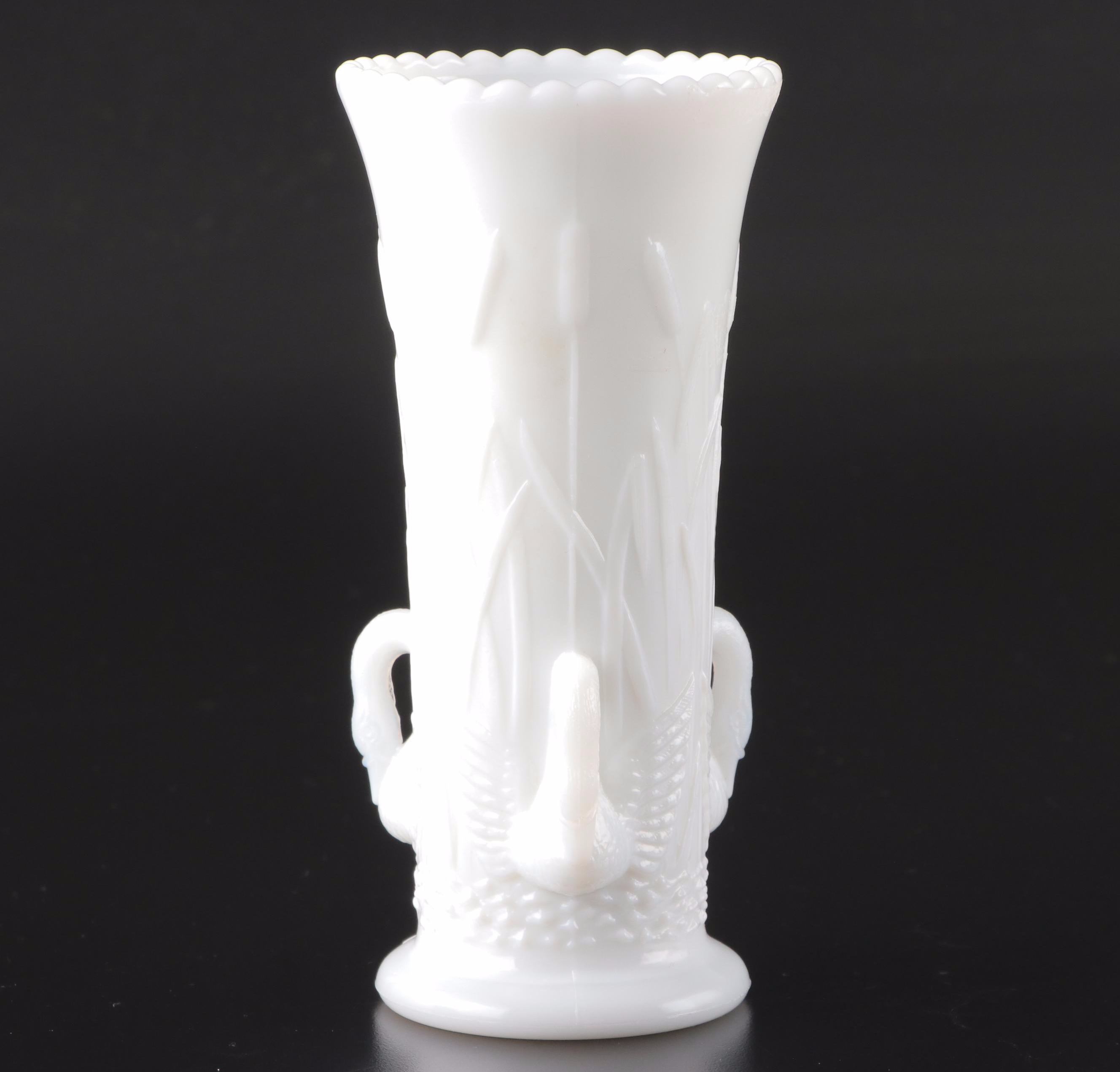 Westmoreland Milk Glass and Other Vase with Fenton Daisy and Button Ice Bucket