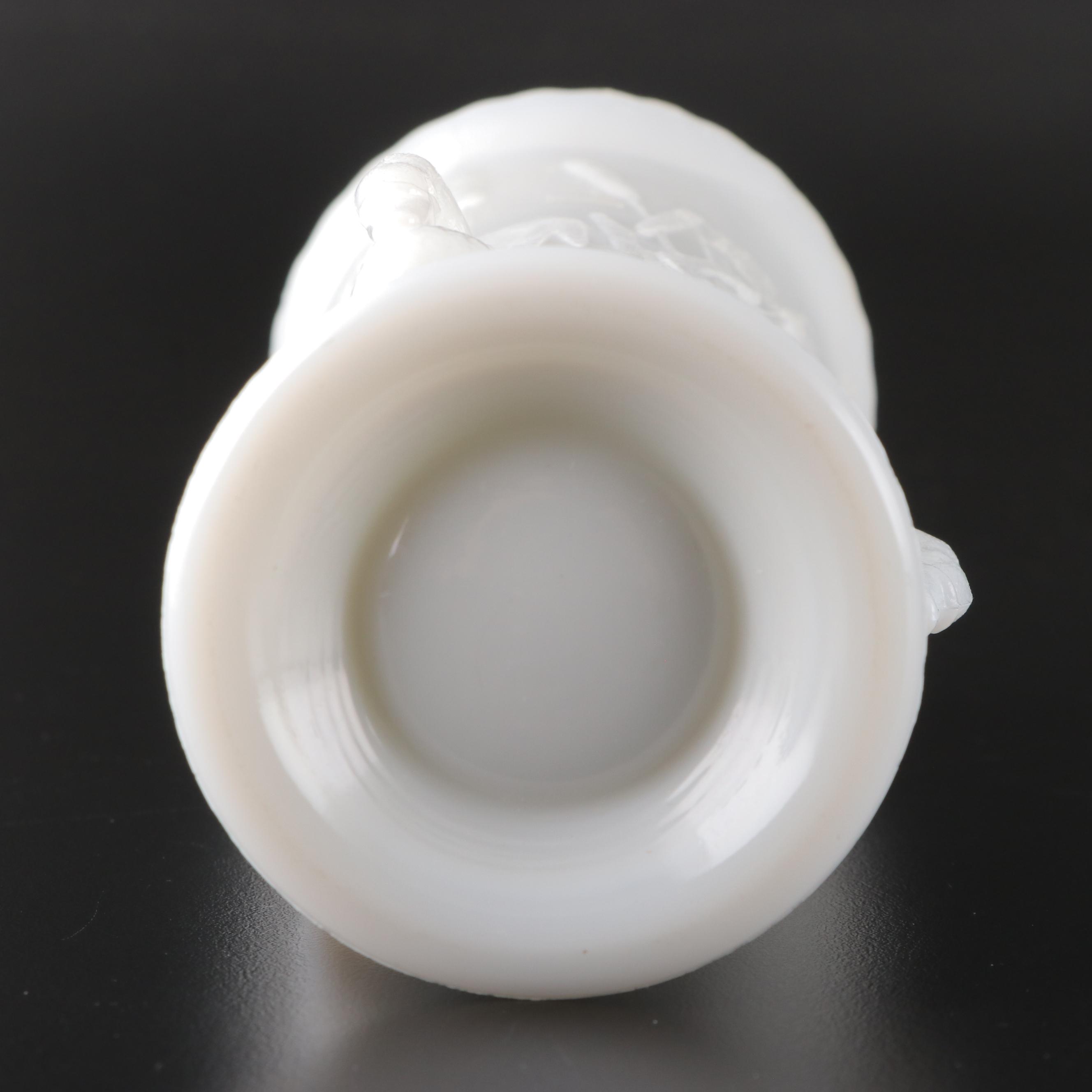 Westmoreland Milk Glass and Other Vase with Fenton Daisy and Button Ice Bucket