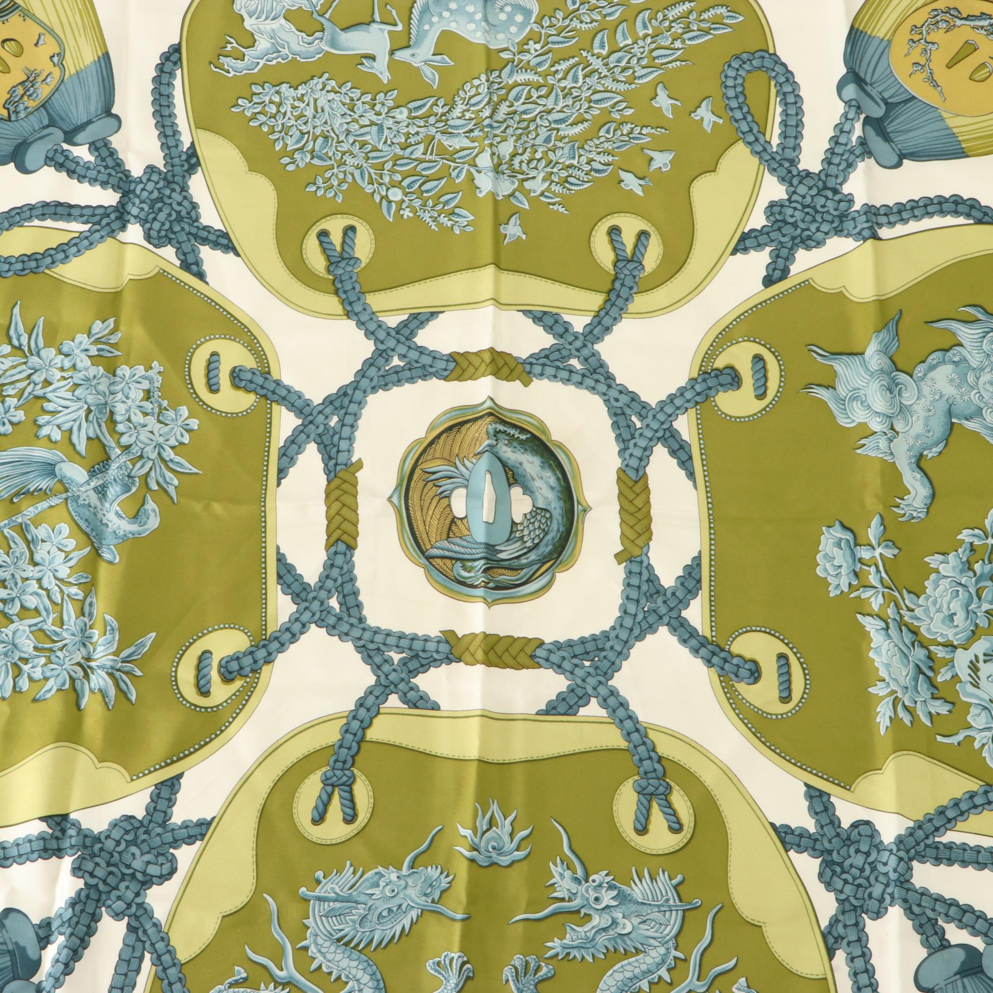 Hermès "Tsubas" Scarf 90 in Silk Twill