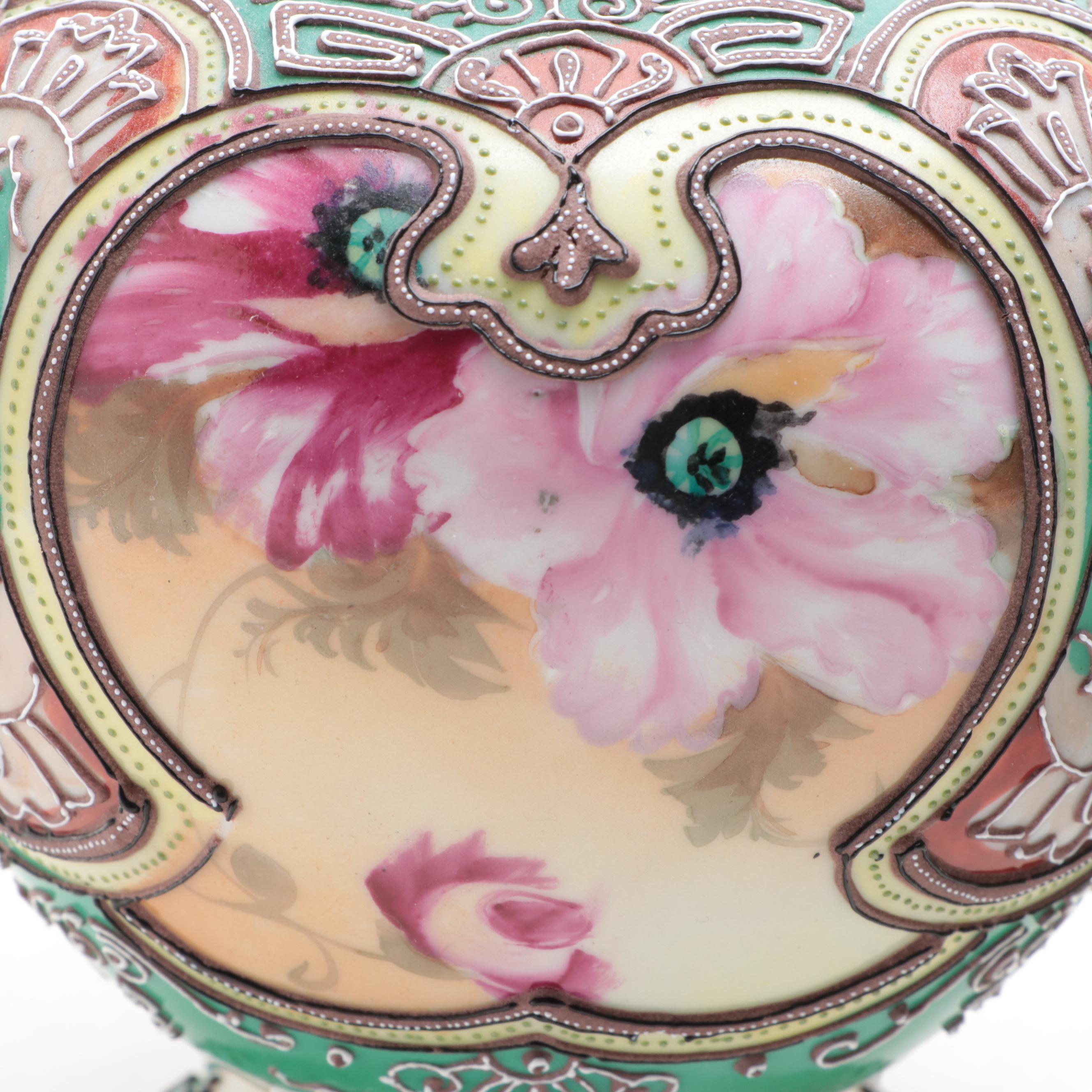 Morimura Brothers Nippon Porcelain Art Nouveau Vases, Early 20th Century