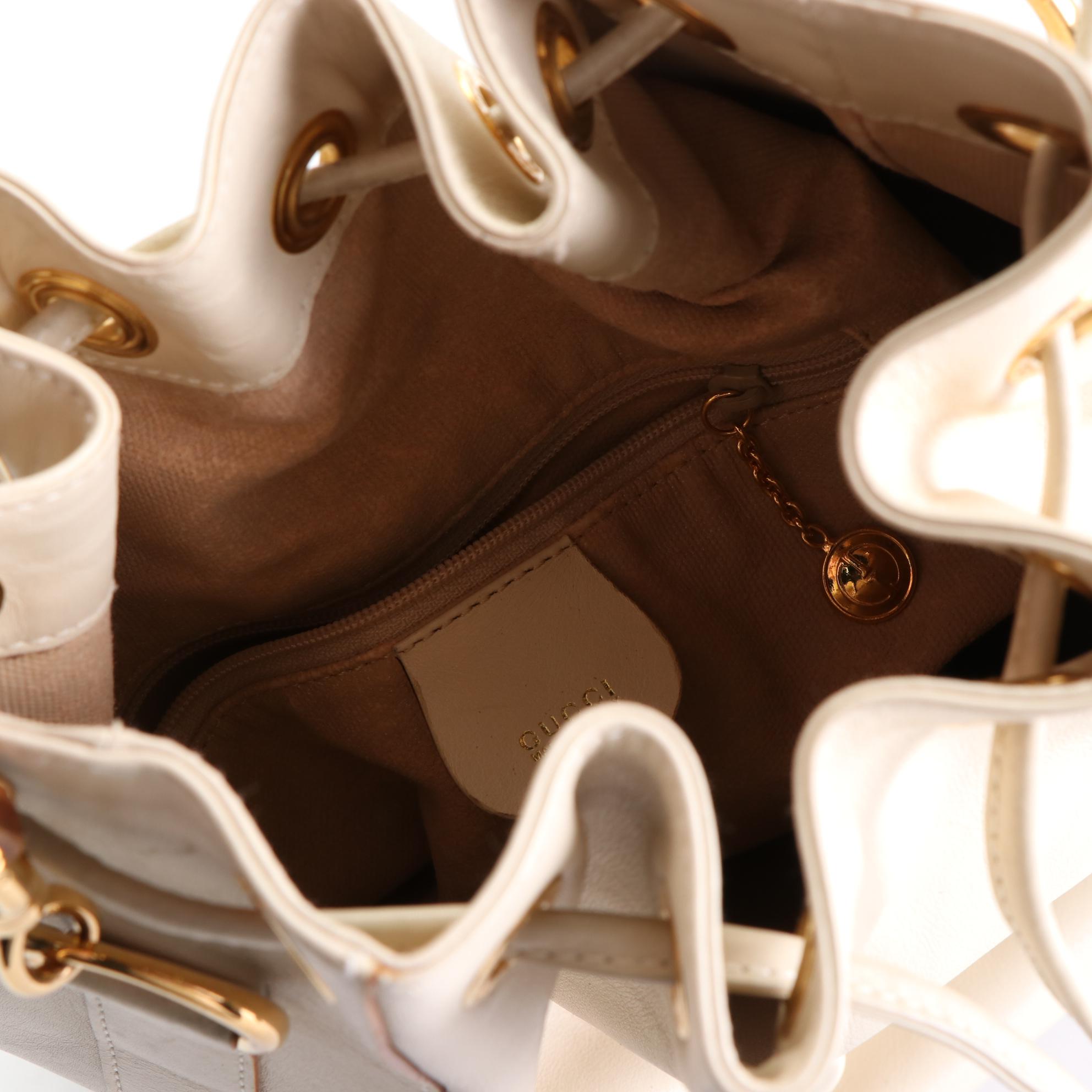 Gucci Bamboo Drawstring Bag in Leather with Detachable Shoulder Strap