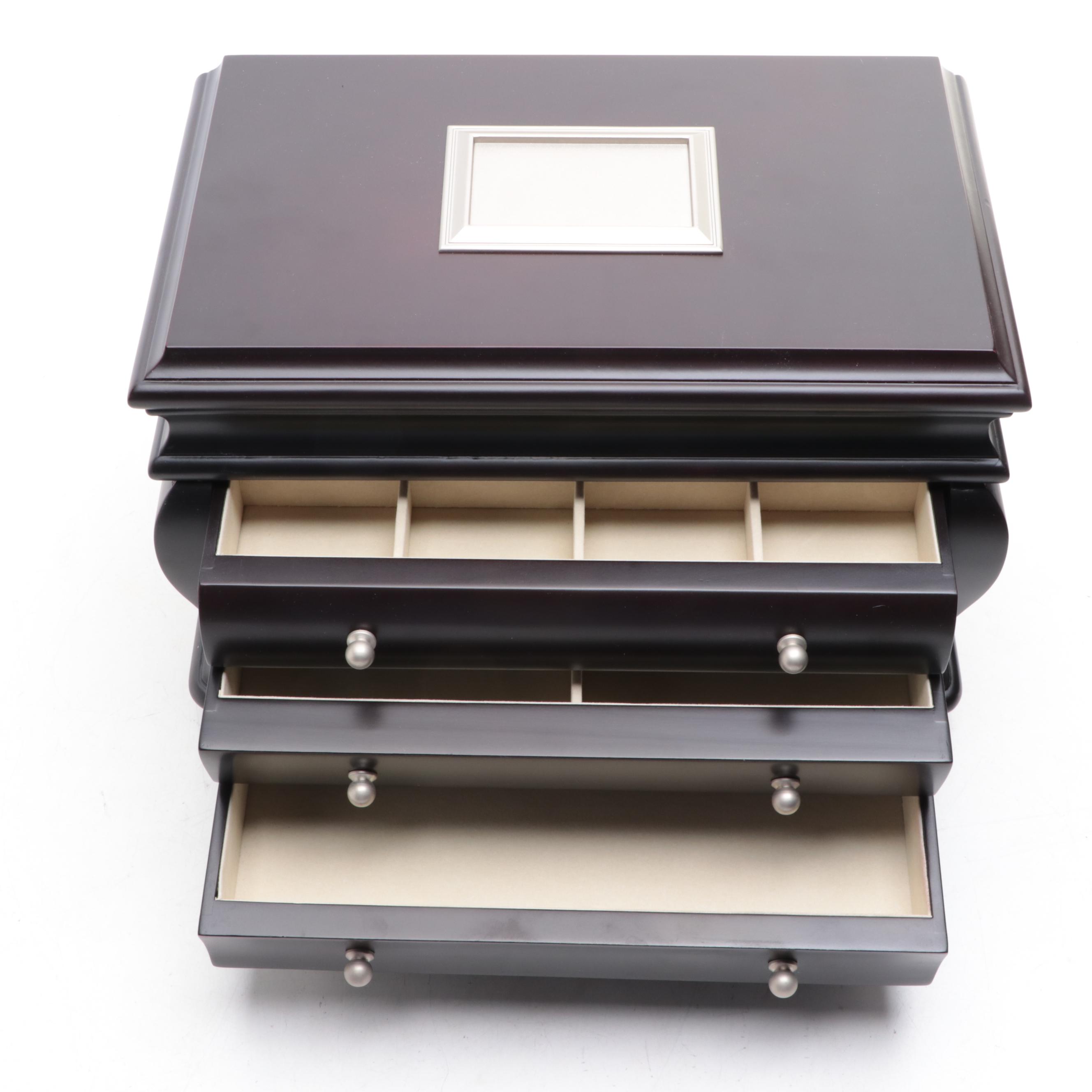 Things Remembered Espresso Finish Three-Drawer Jewelry Box