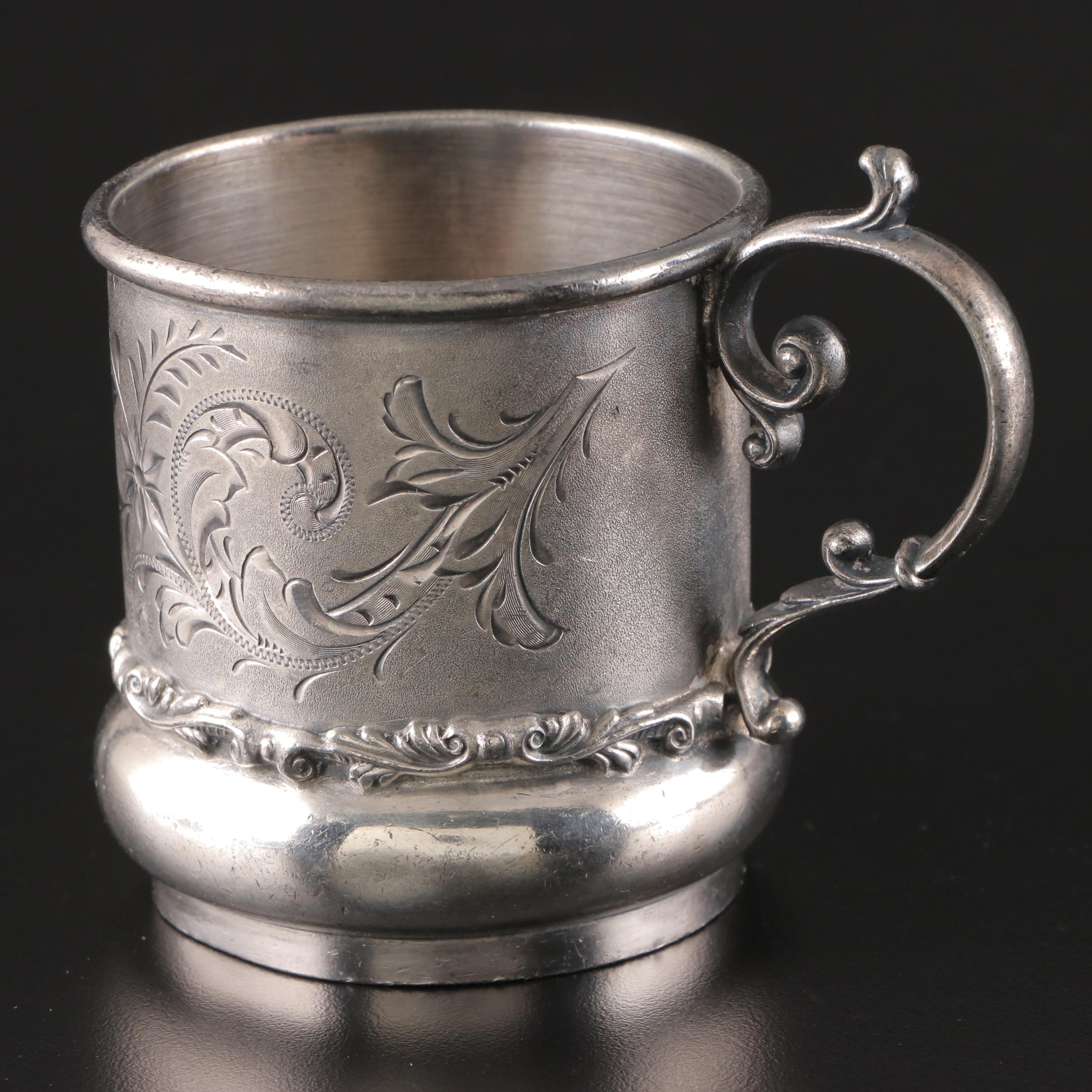 Queen City with Other Bright Cut and Other Silver Plate Baby Cups and Tableware