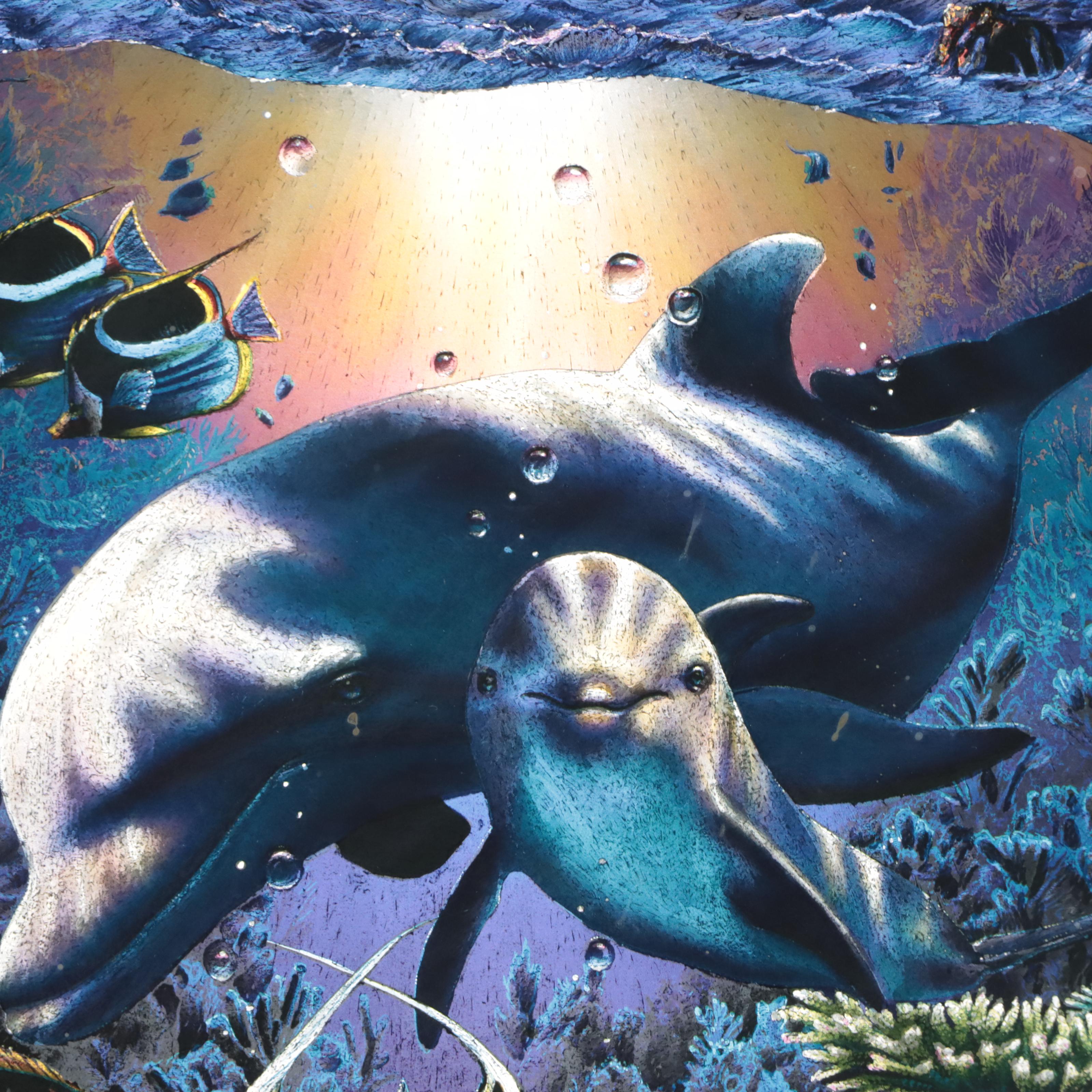 Offset Lithograph After Christian Riese Lassen of Marine Life, Late 20th Century