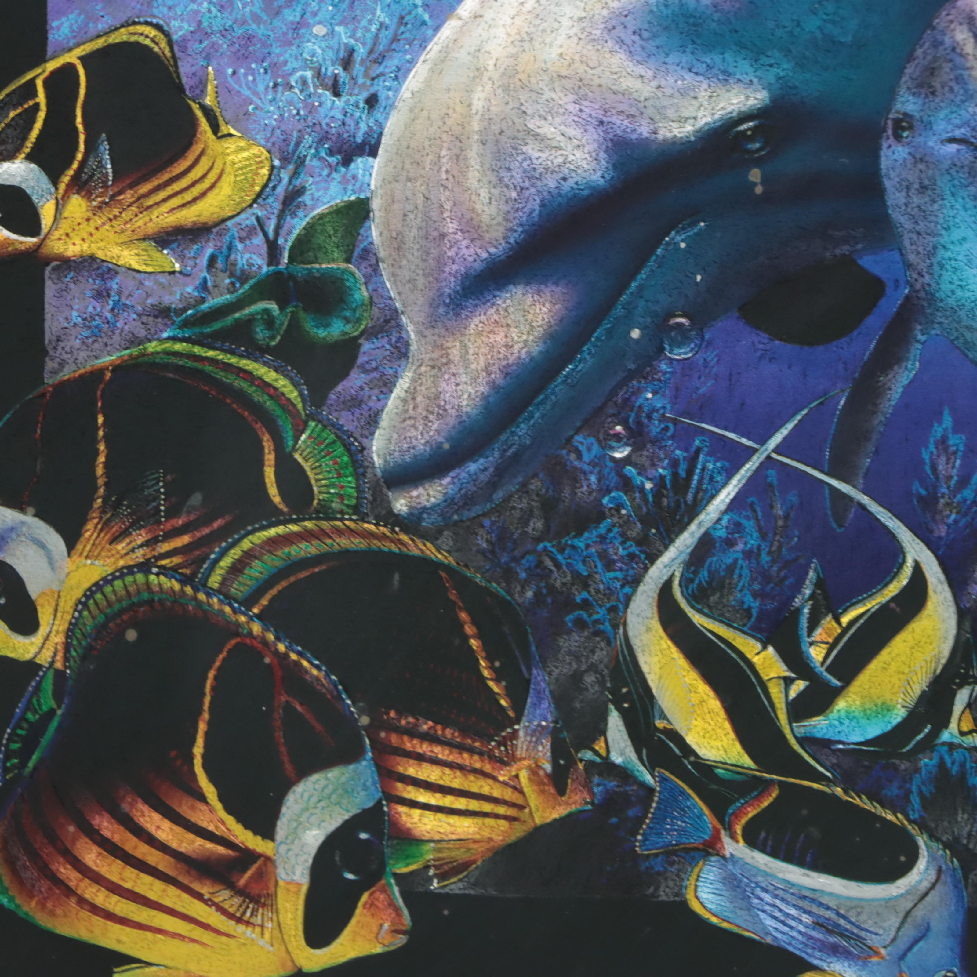 Offset Lithograph After Christian Riese Lassen of Marine Life, Late 20th Century