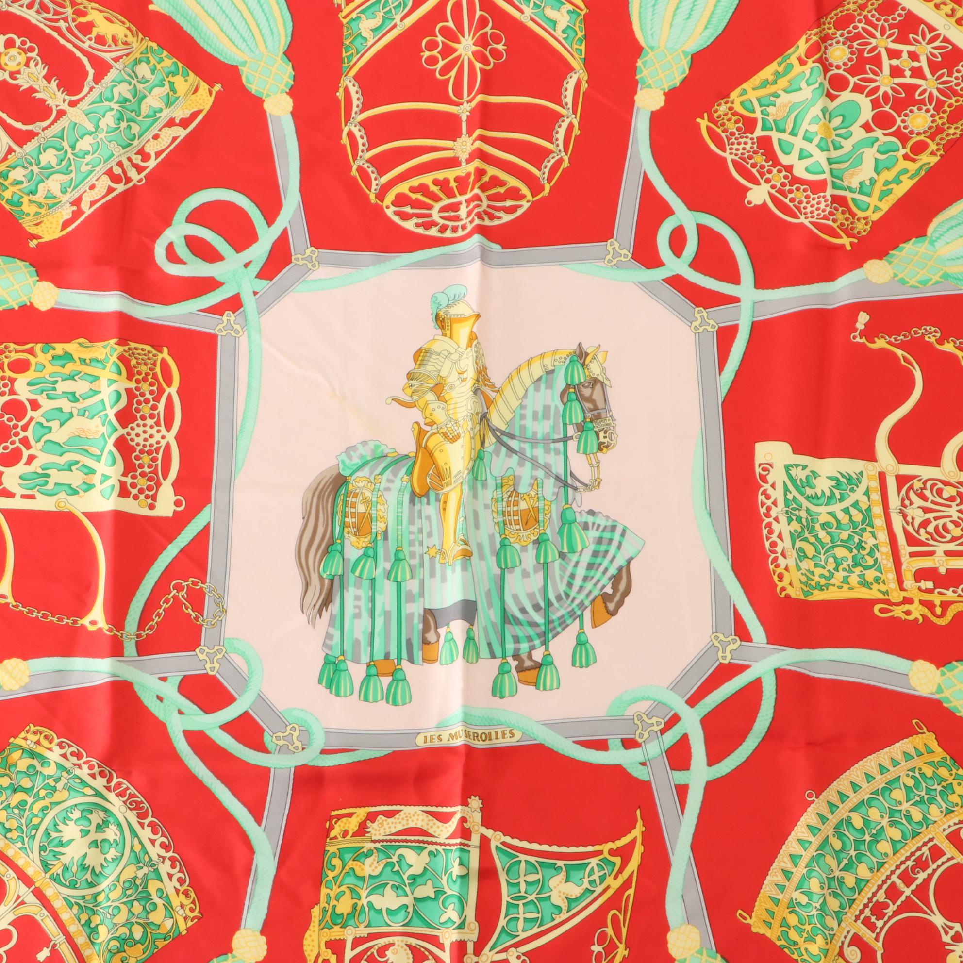 Hermès Early Issue ''Les Muserolles'' Scarf 90 in Silk Twill
