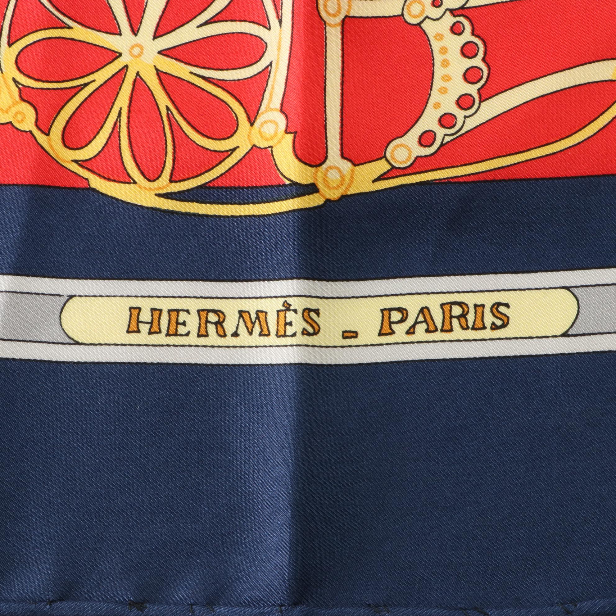 Hermès Early Issue ''Les Muserolles'' Scarf 90 in Silk Twill