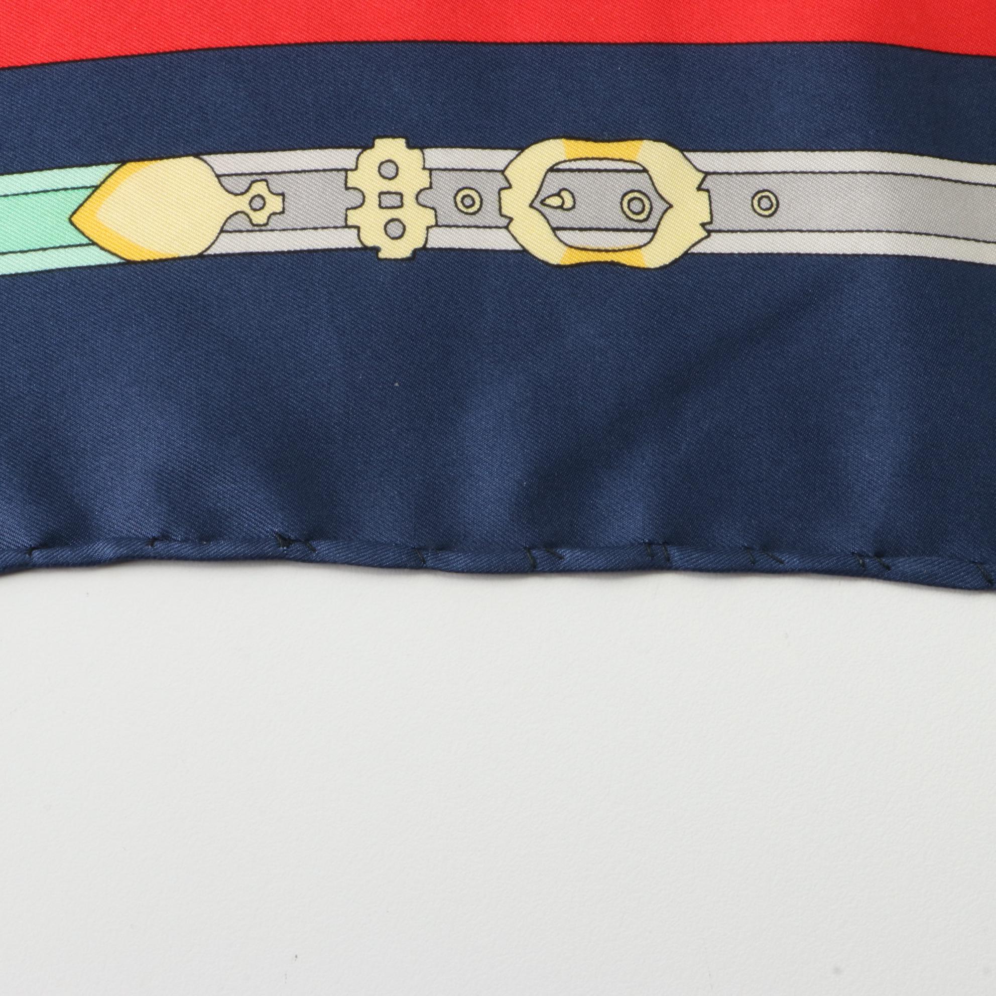 Hermès Early Issue ''Les Muserolles'' Scarf 90 in Silk Twill