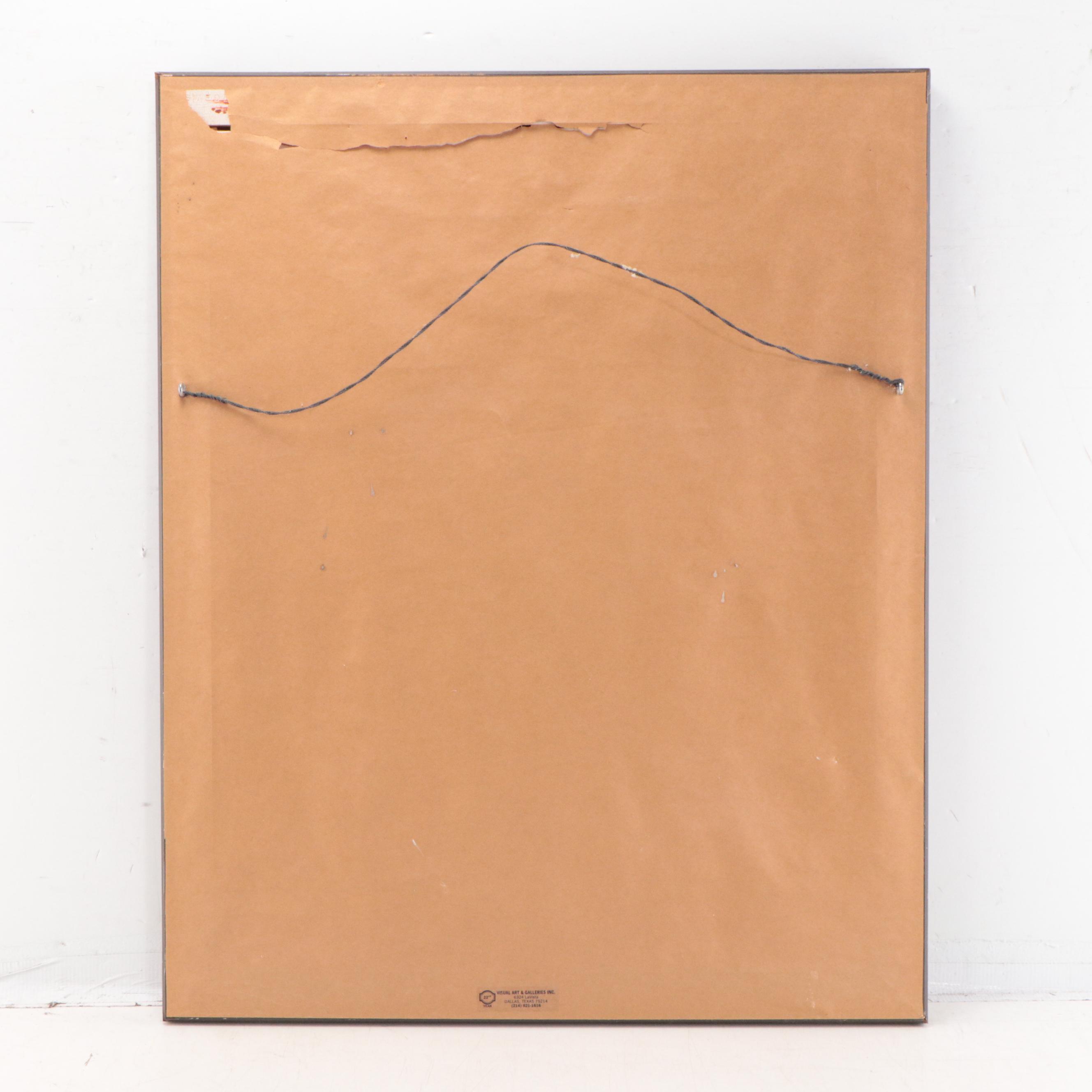 Figural Gouache Painting of Man and Woman in Landscape, 1957