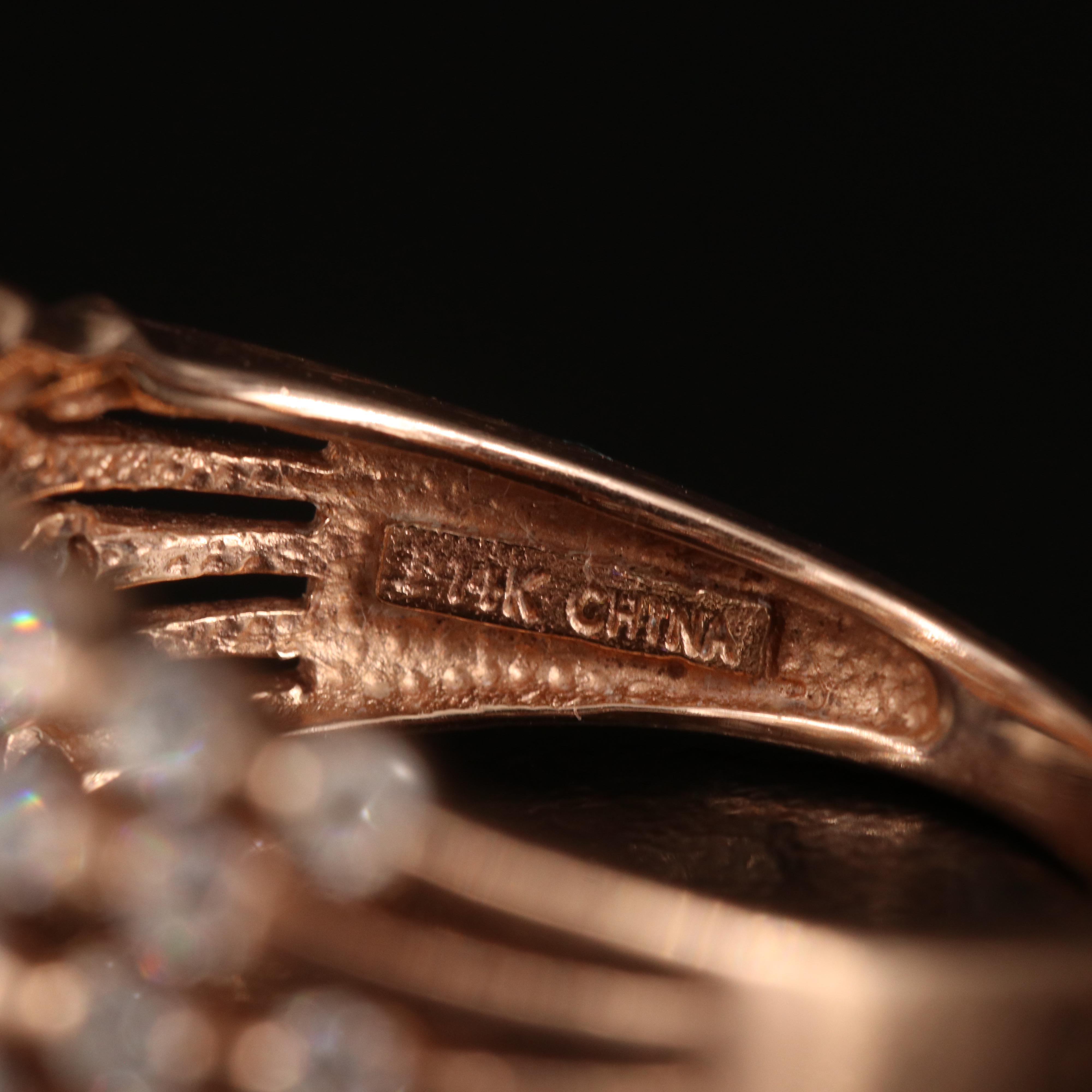 14K Rose Gold Cubic Zirconia Multi-Row Ring