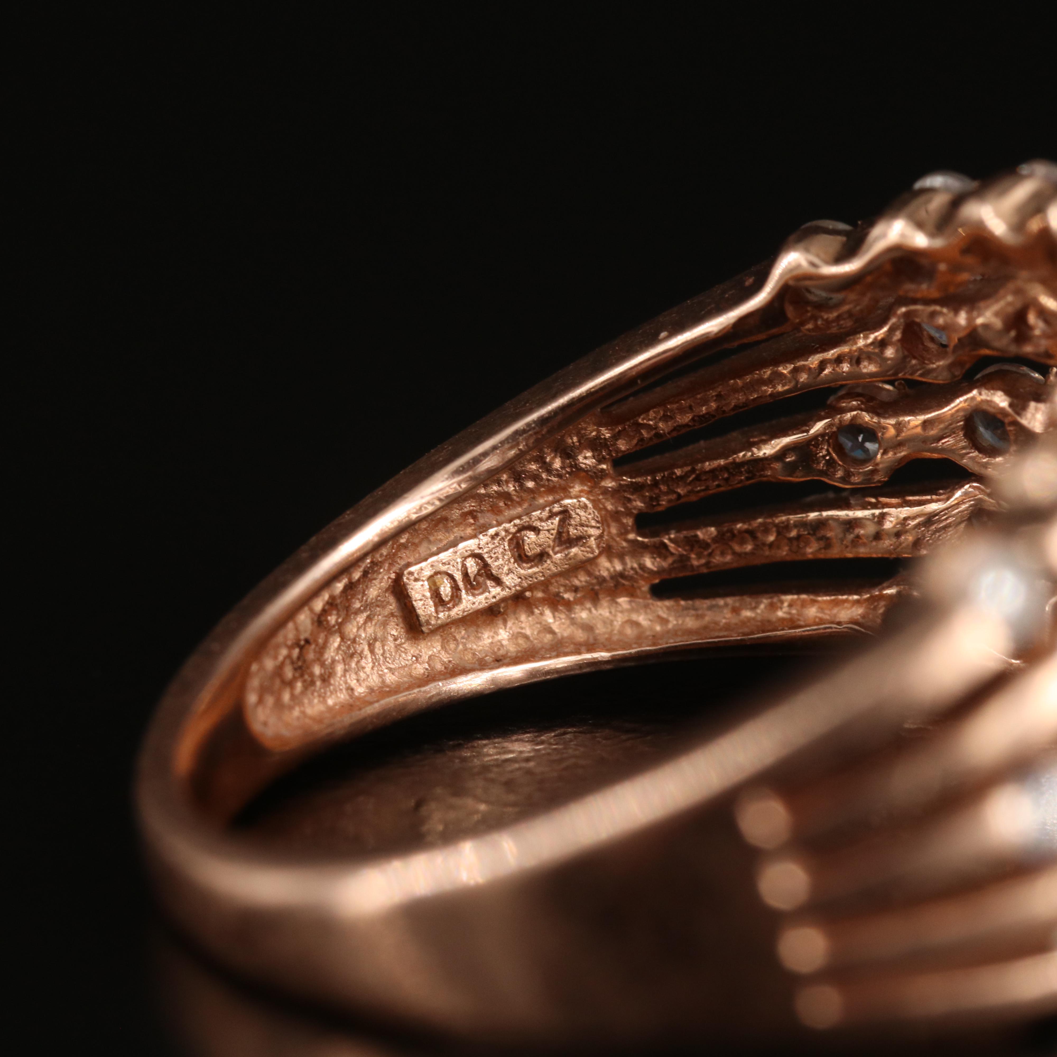 14K Rose Gold Cubic Zirconia Multi-Row Ring