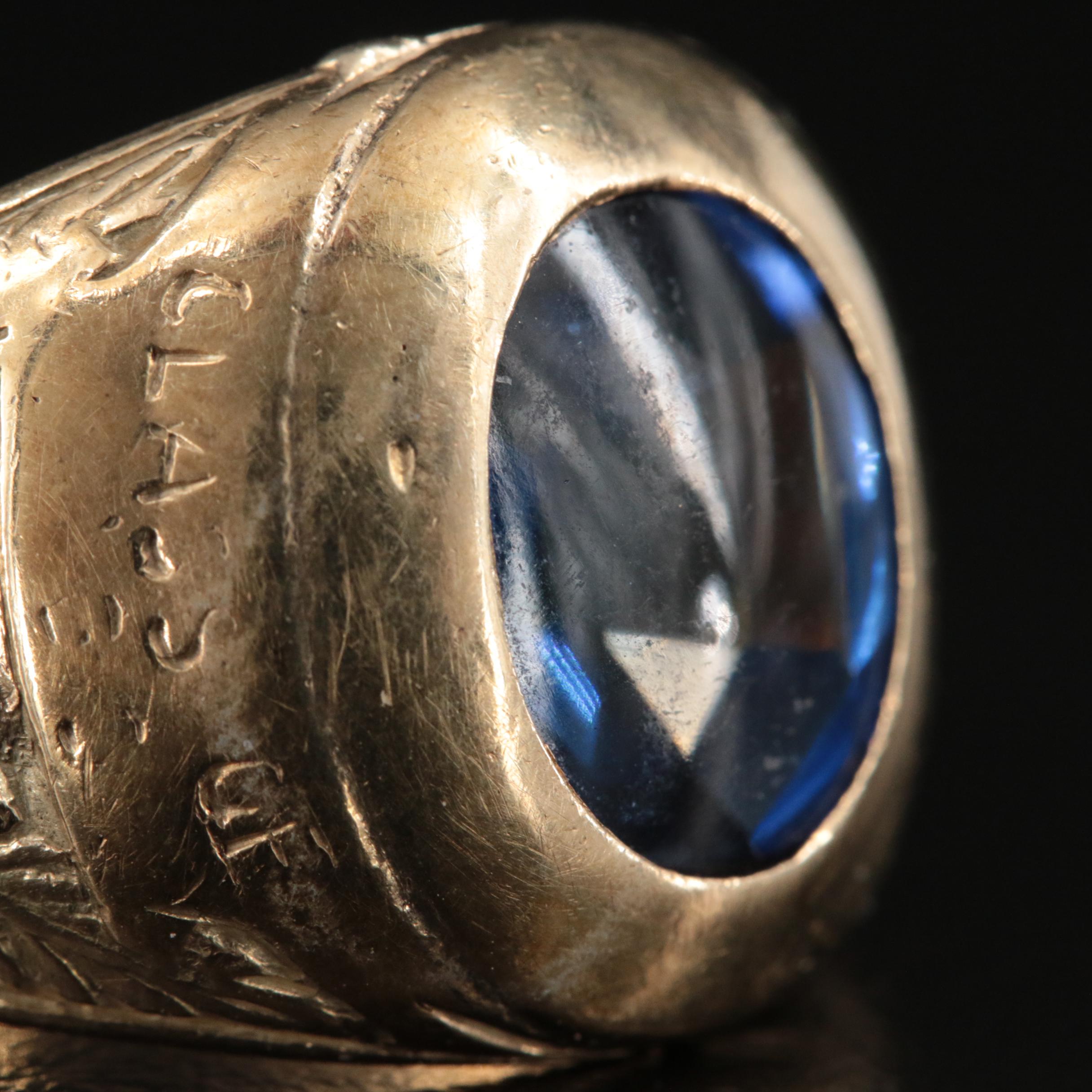 Vintage 10K Sapphire Class Ring, 14K Braided Serpentine Bracelet and Earring