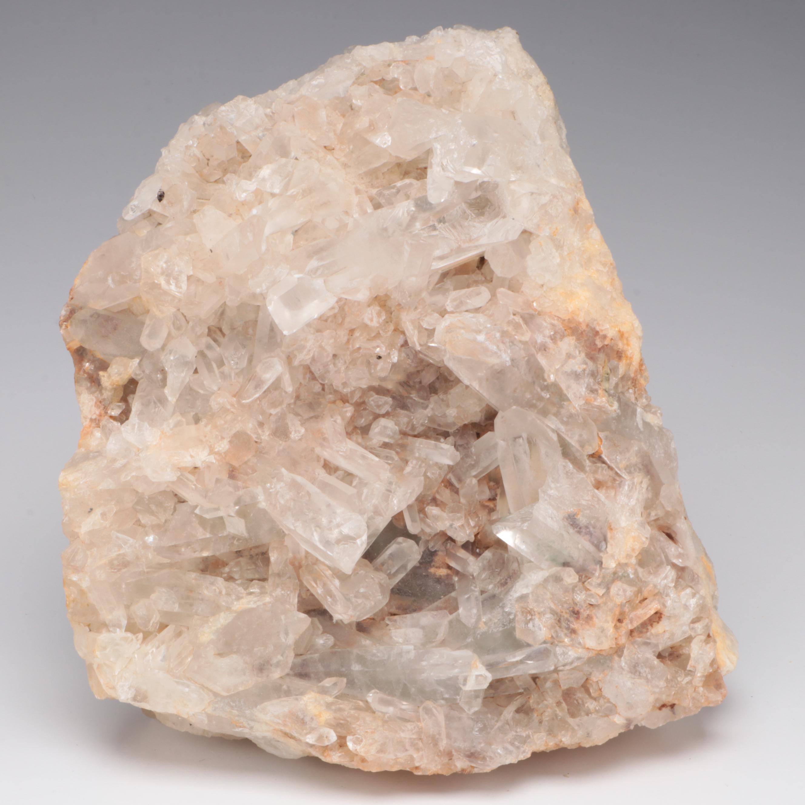 Himalayan Salt Rock and Mineral Fountain with Quartz Specimen