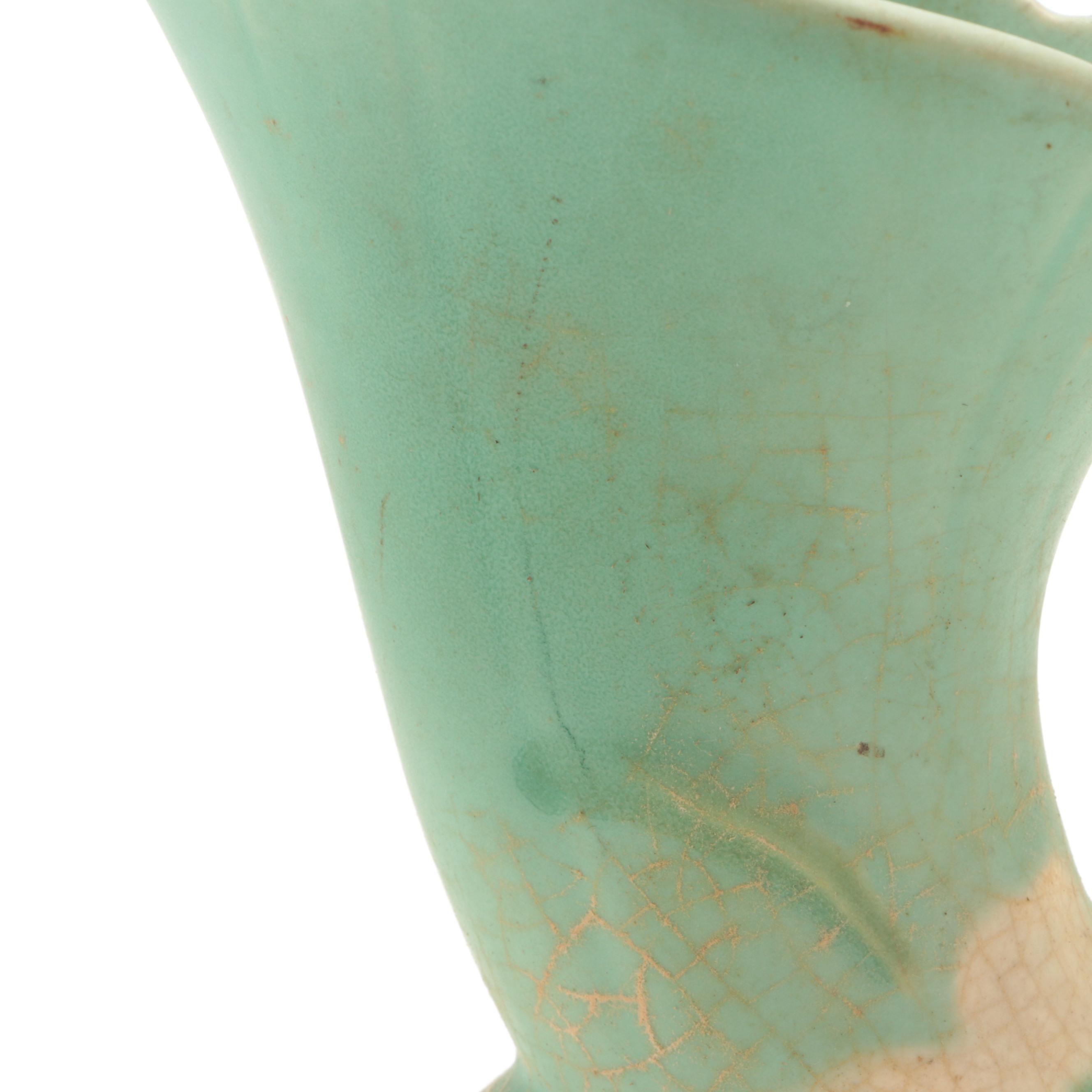 Roseville Pottery Clematis Vase, Hall Pottery Cornucopias and Marble Bookends