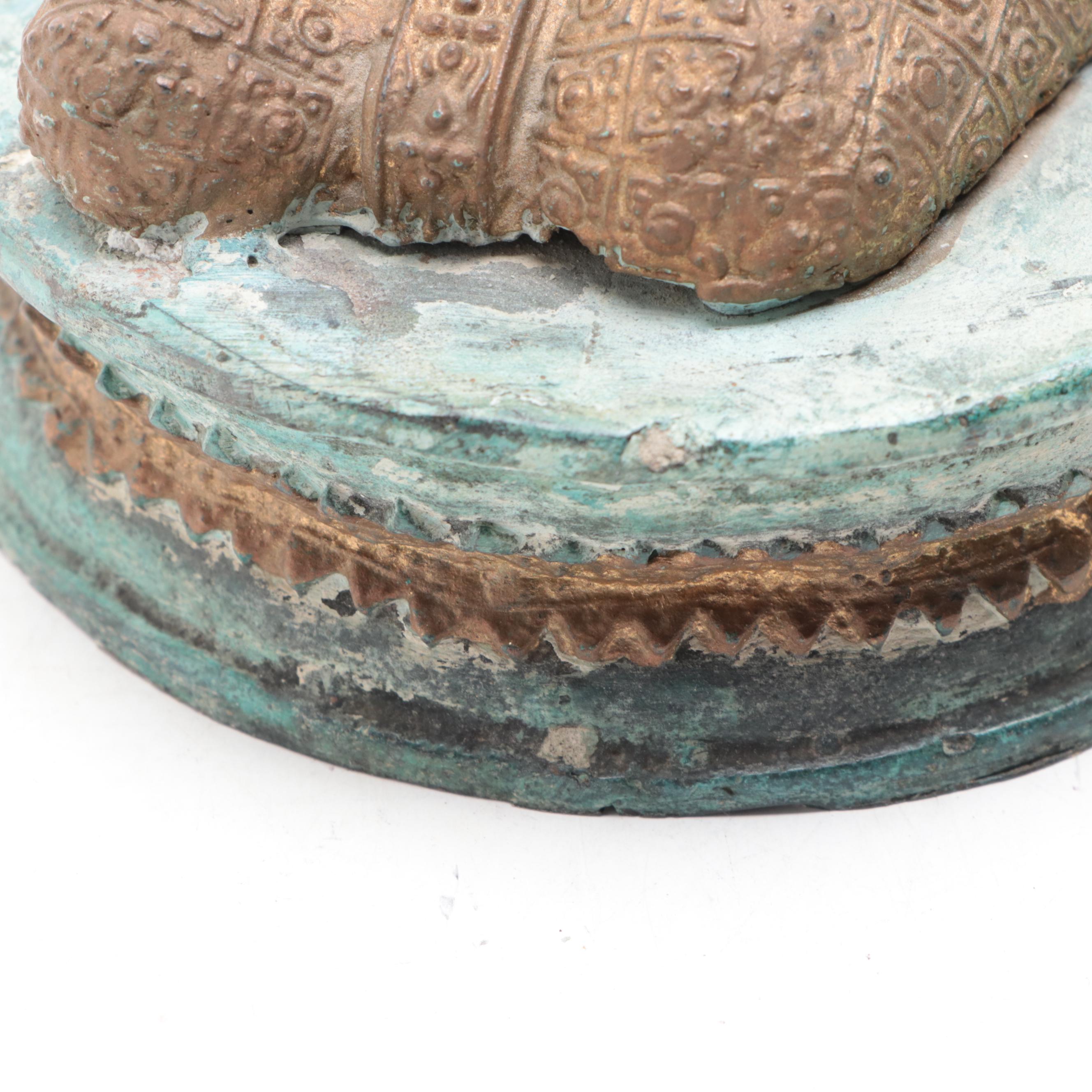 Thai Bronze-Patinated Brass Figure of a Musician