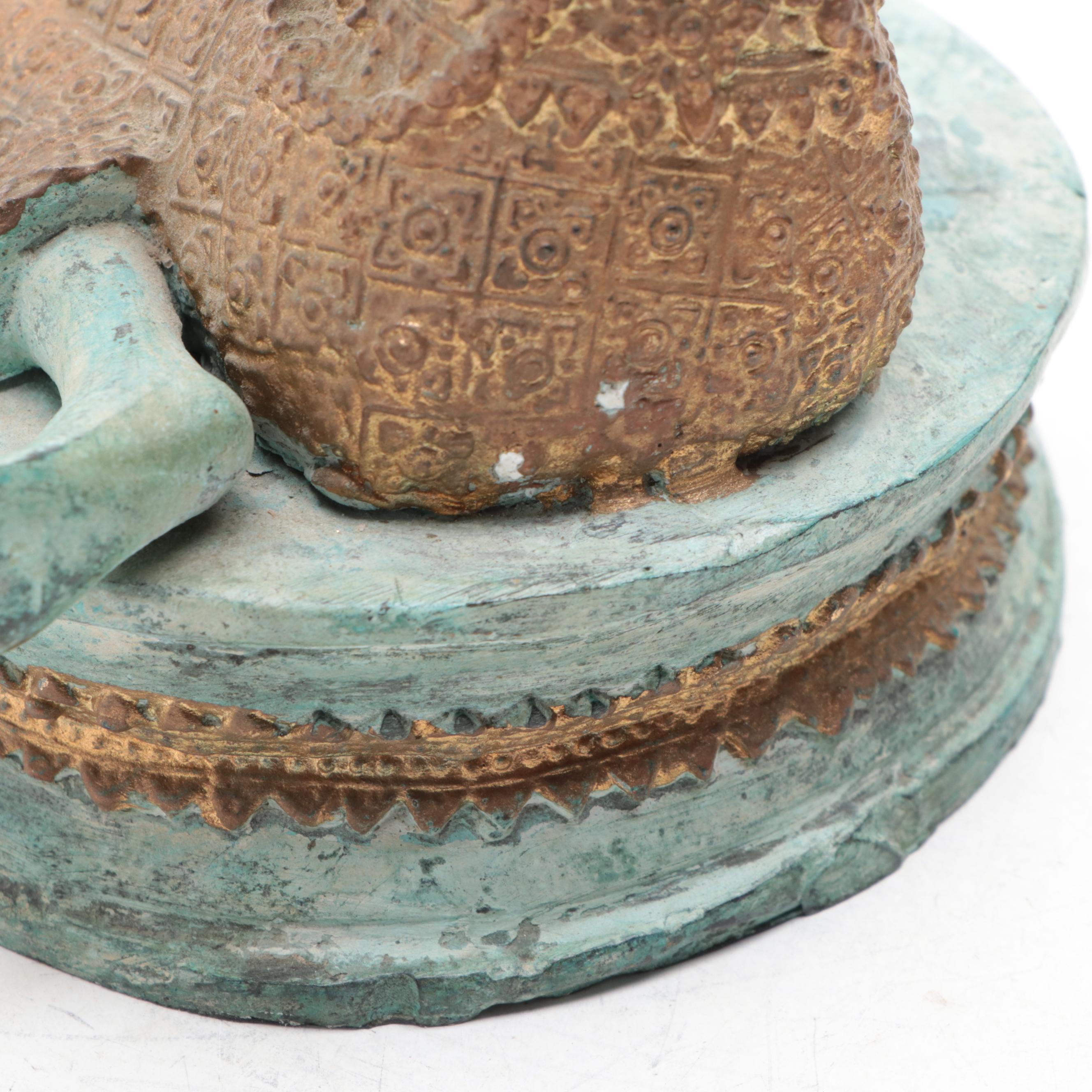 Thai Bronze-Patinated Brass Figure of a Musician