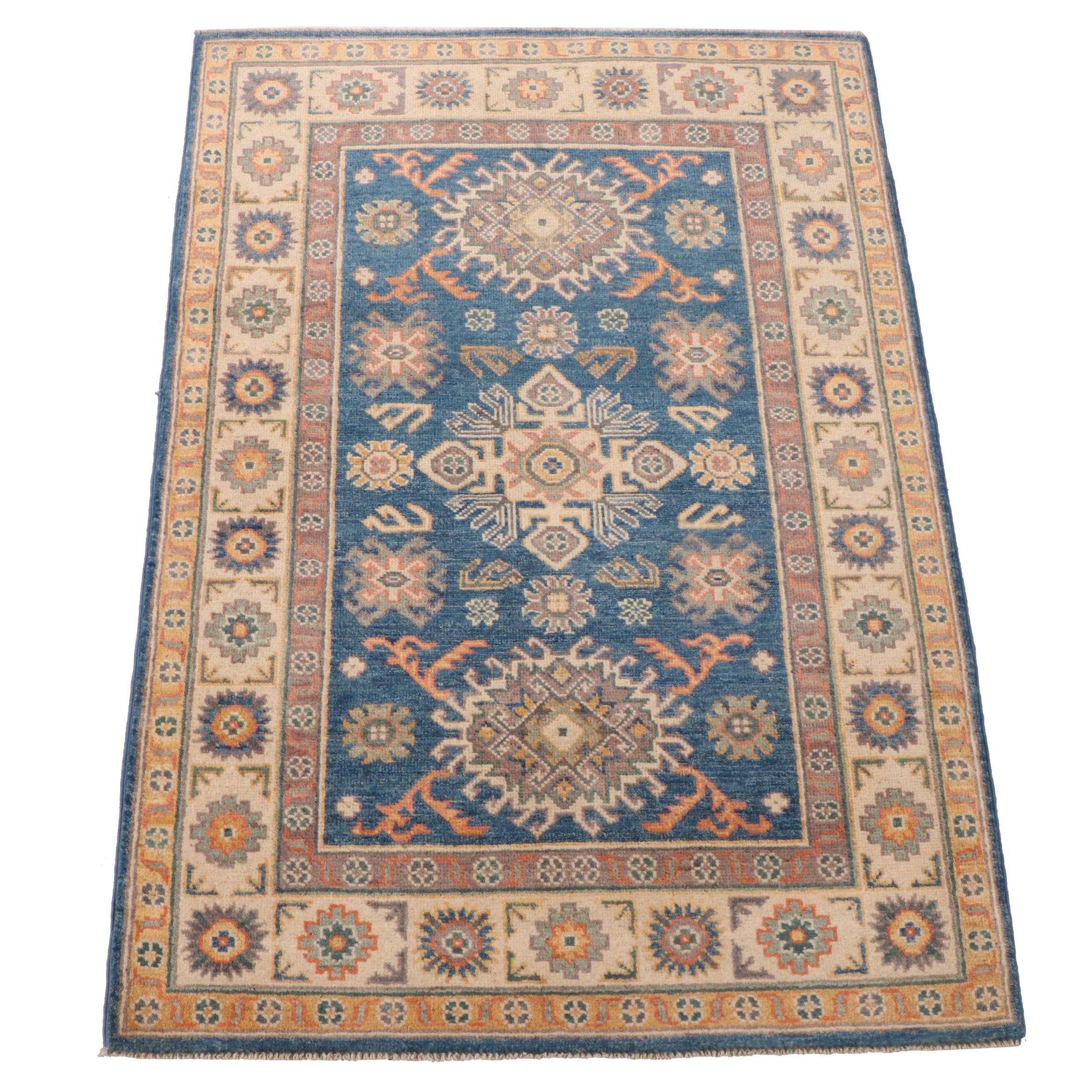 3'3 x 4'9 Hand-Knotted Pakistani Kazak-Style Accent Rug