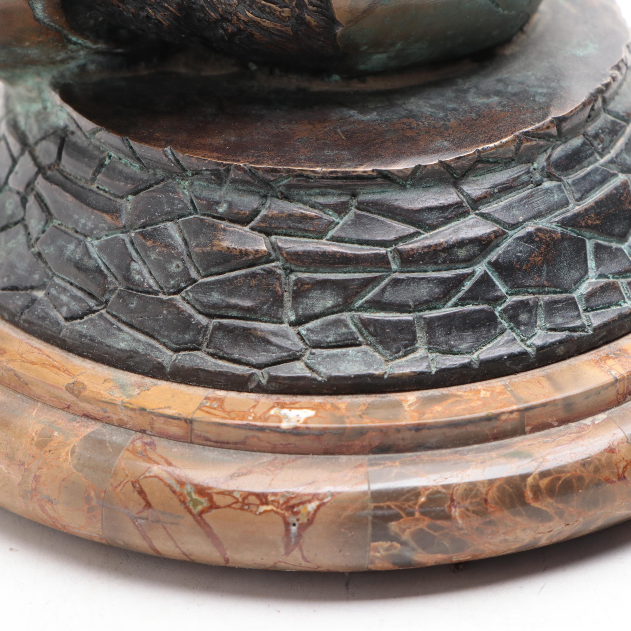 Maitland-Smith Bronze Model of a Hatching Chick on a Tessellated Stone Base