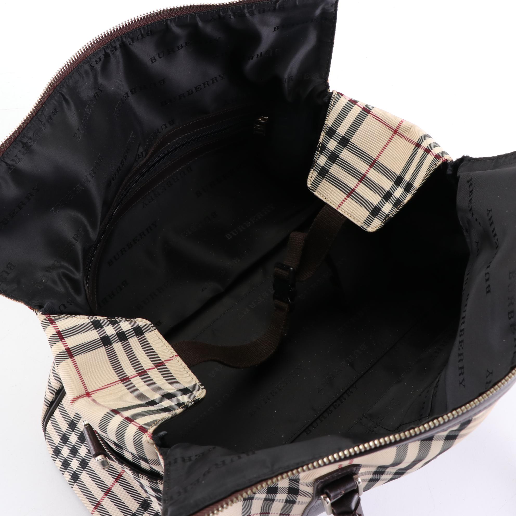 Burberry House Check Canvas and Leather Convertible Bag