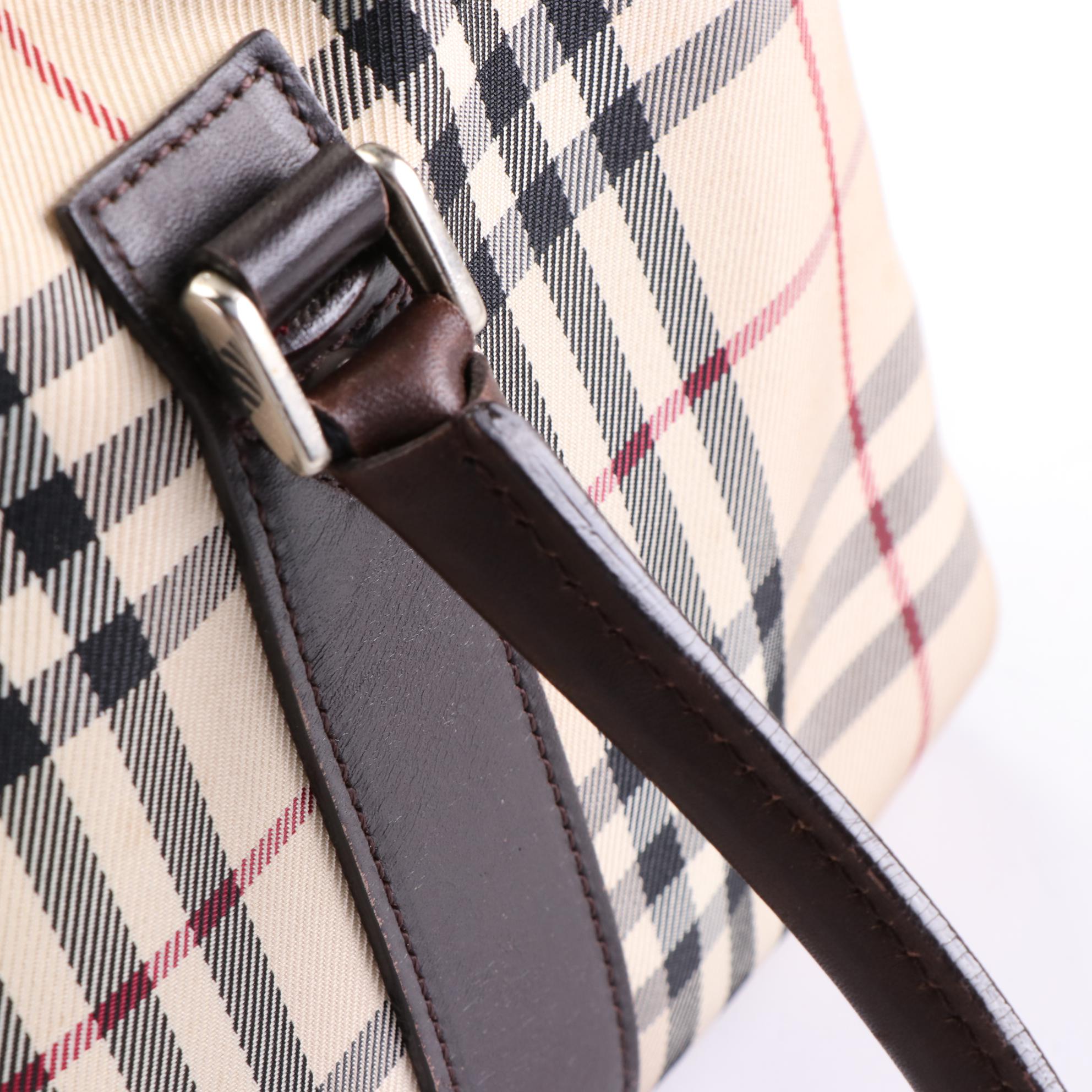 Burberry House Check Canvas and Leather Convertible Bag