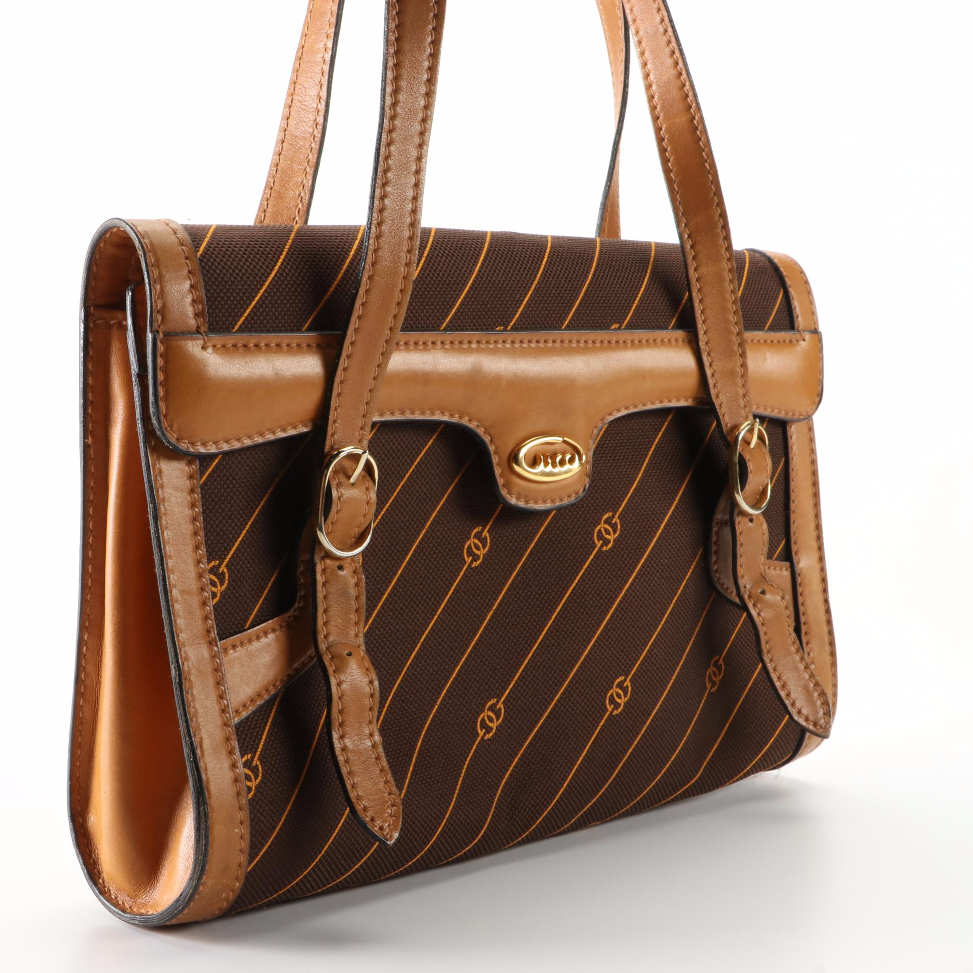 Gucci Shoulder Bag in Diagonal Striped Monogram Canvas and Leather Trim