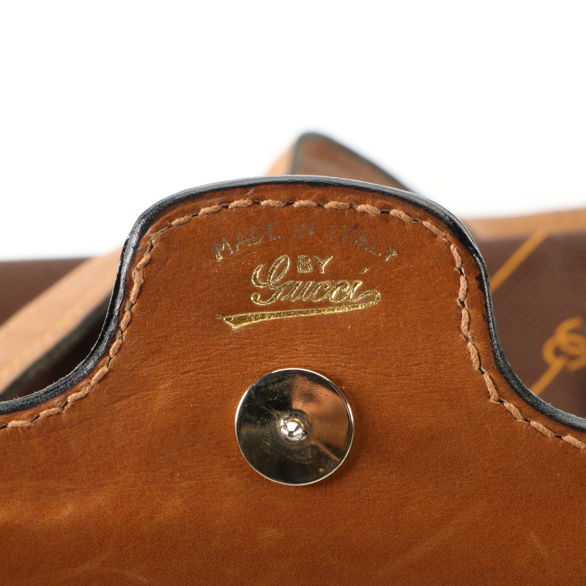 Gucci Shoulder Bag in Diagonal Striped Monogram Canvas and Leather Trim